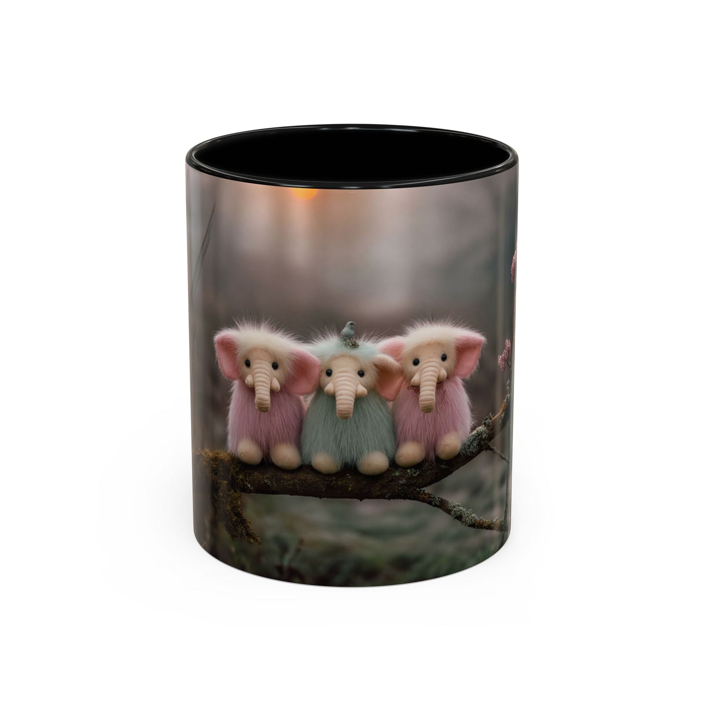 Fuzzy Elephant Trio Accent Coffee Mug (11, 15oz) – Mossy Branch Forest Friends