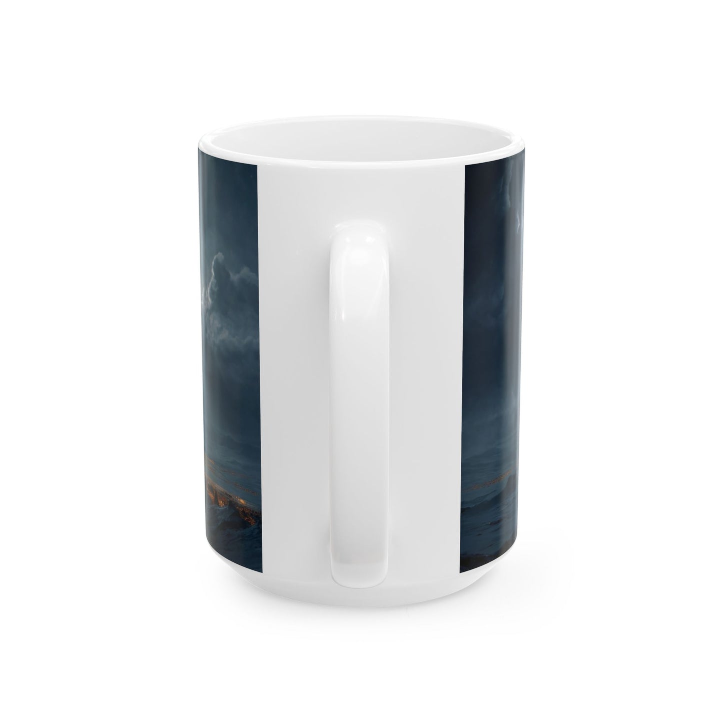 Lunar Night Flight Ceramic Mug – Frostbound City Under a Full Moon
