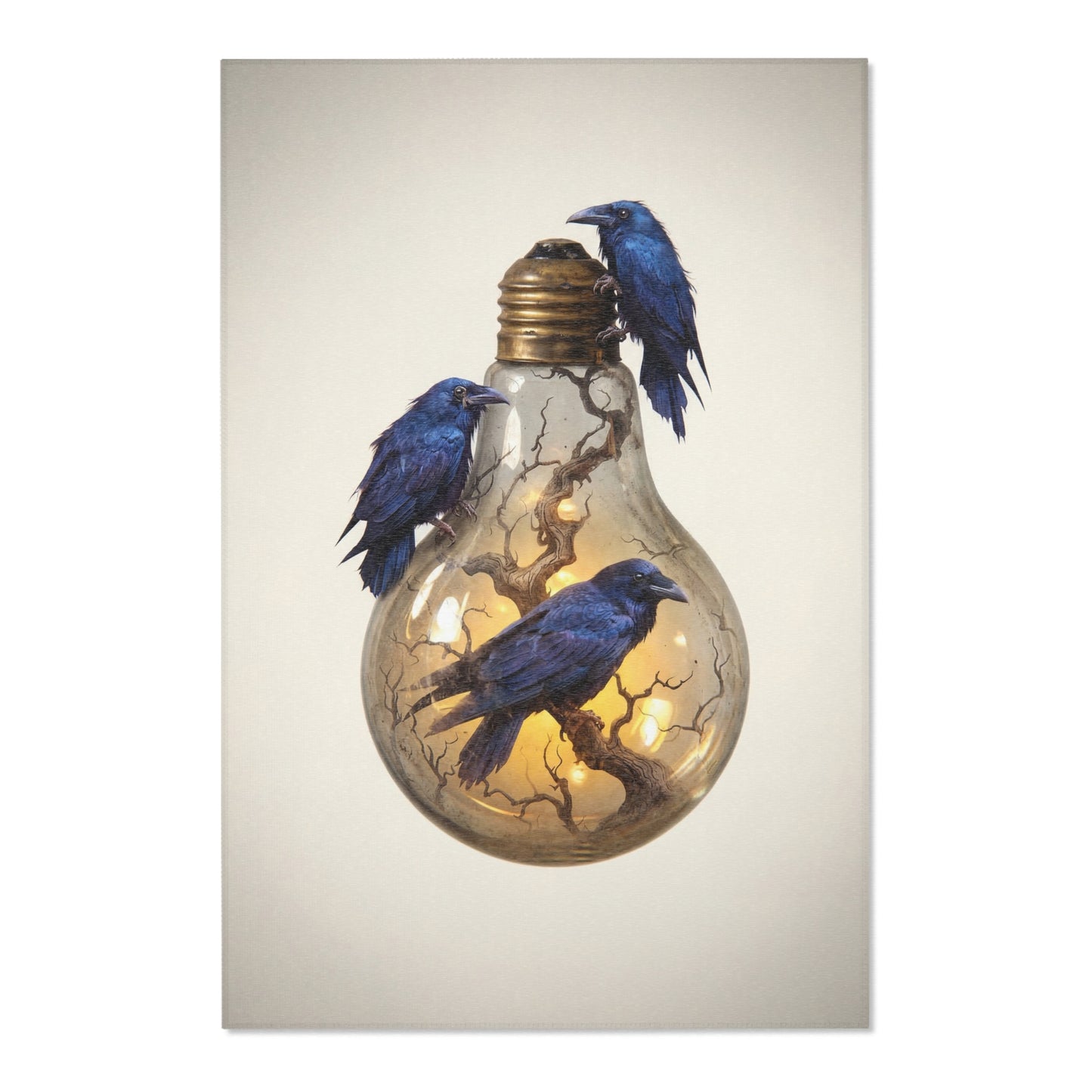 Ravens in the Glow Lightbulb Area Rug – Midnight Wisdom Dreamscape