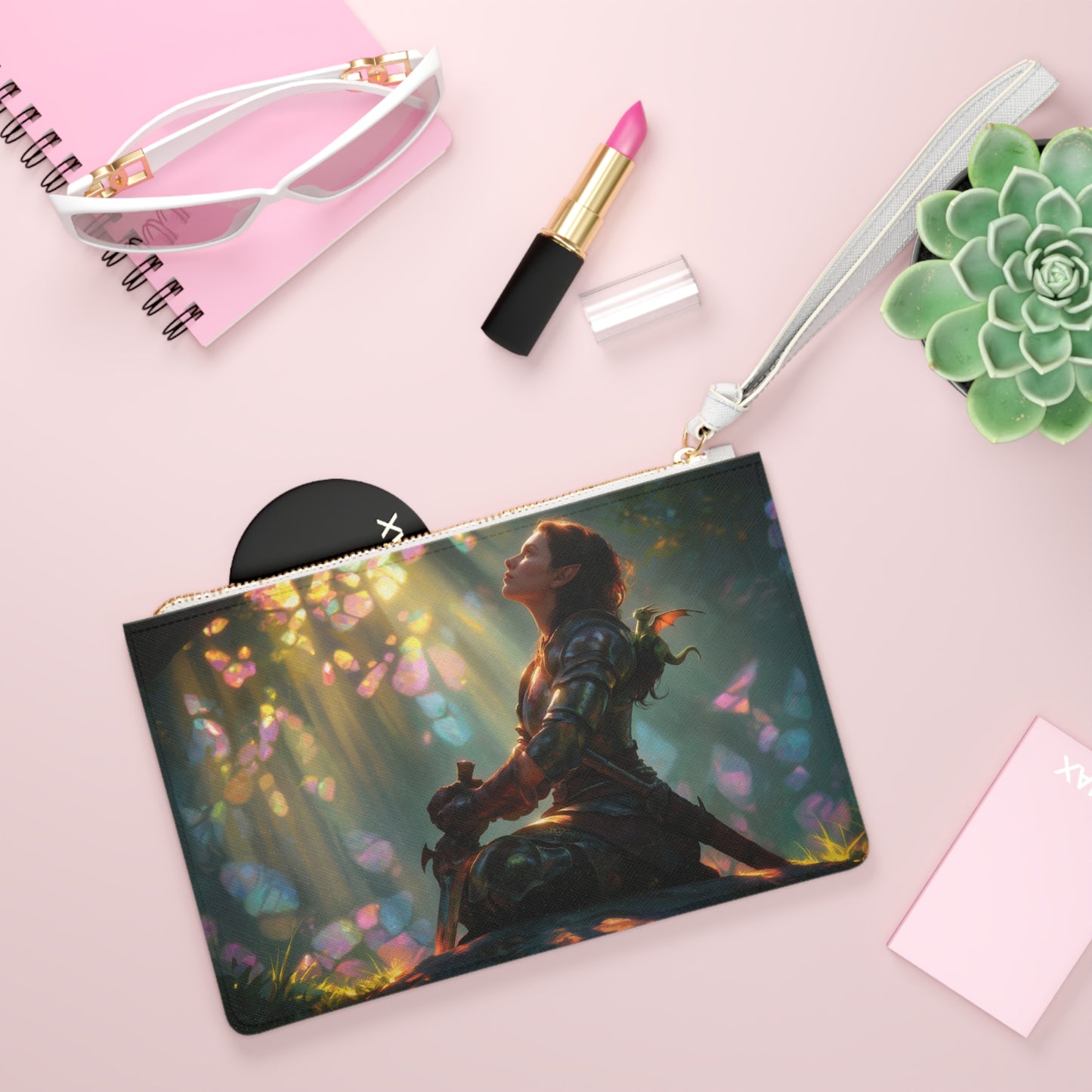 Sunlit Sentinel Clutch Bag – Warrior’s Rest in Crystal Forest
