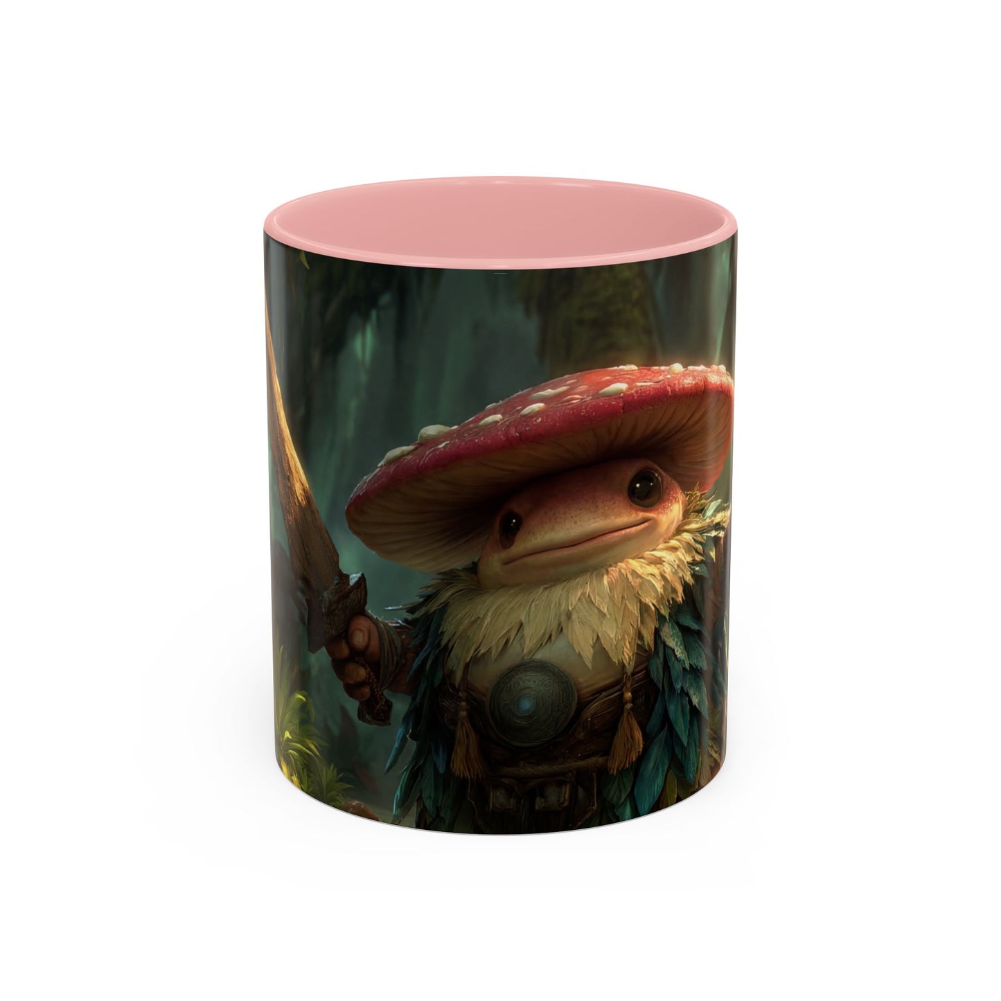 Mushroom Knight Accent Coffee Mug – Verdant Forest Guardian Sentinel