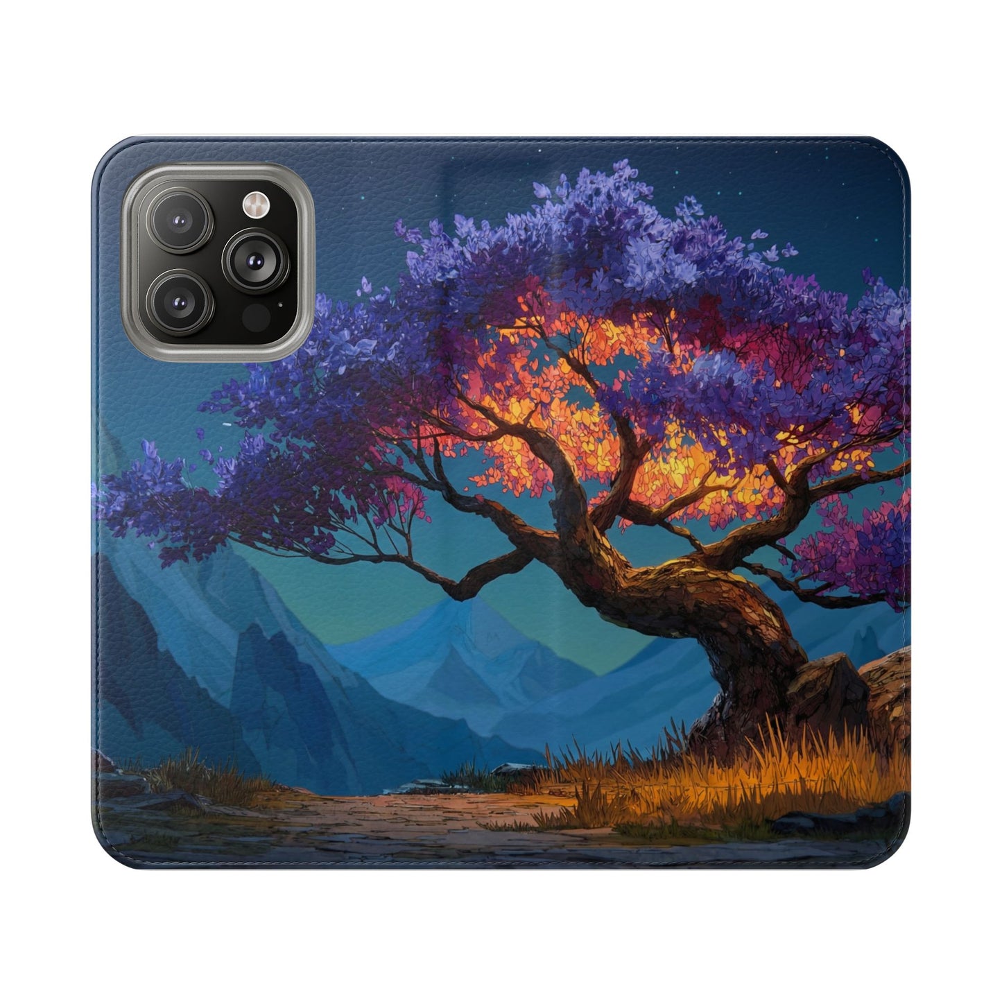 Violet Flame Tree Flip Cases – Twilight Mountain Glow Case