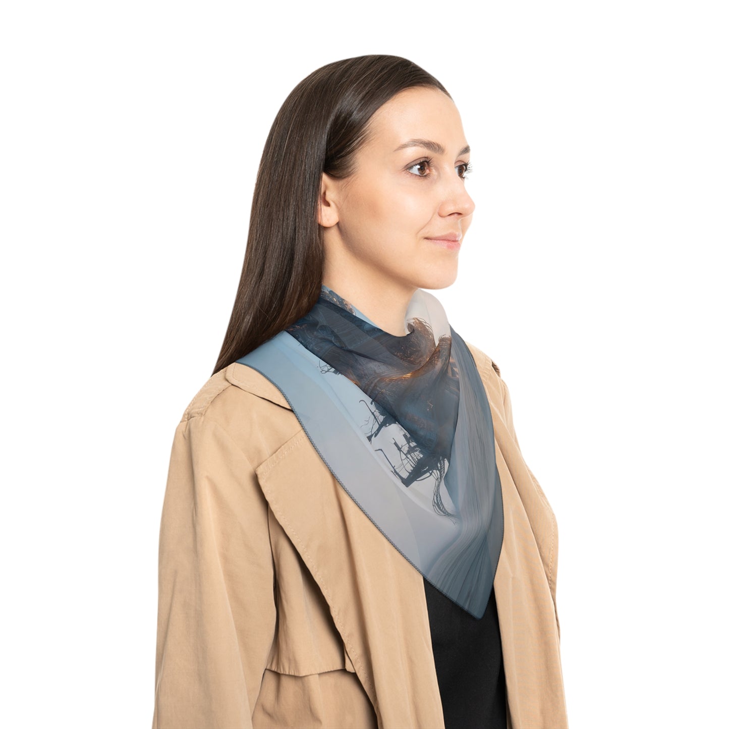 Skyward Steam Tower Poly Scarf – Industrial Dawn Dreamscape