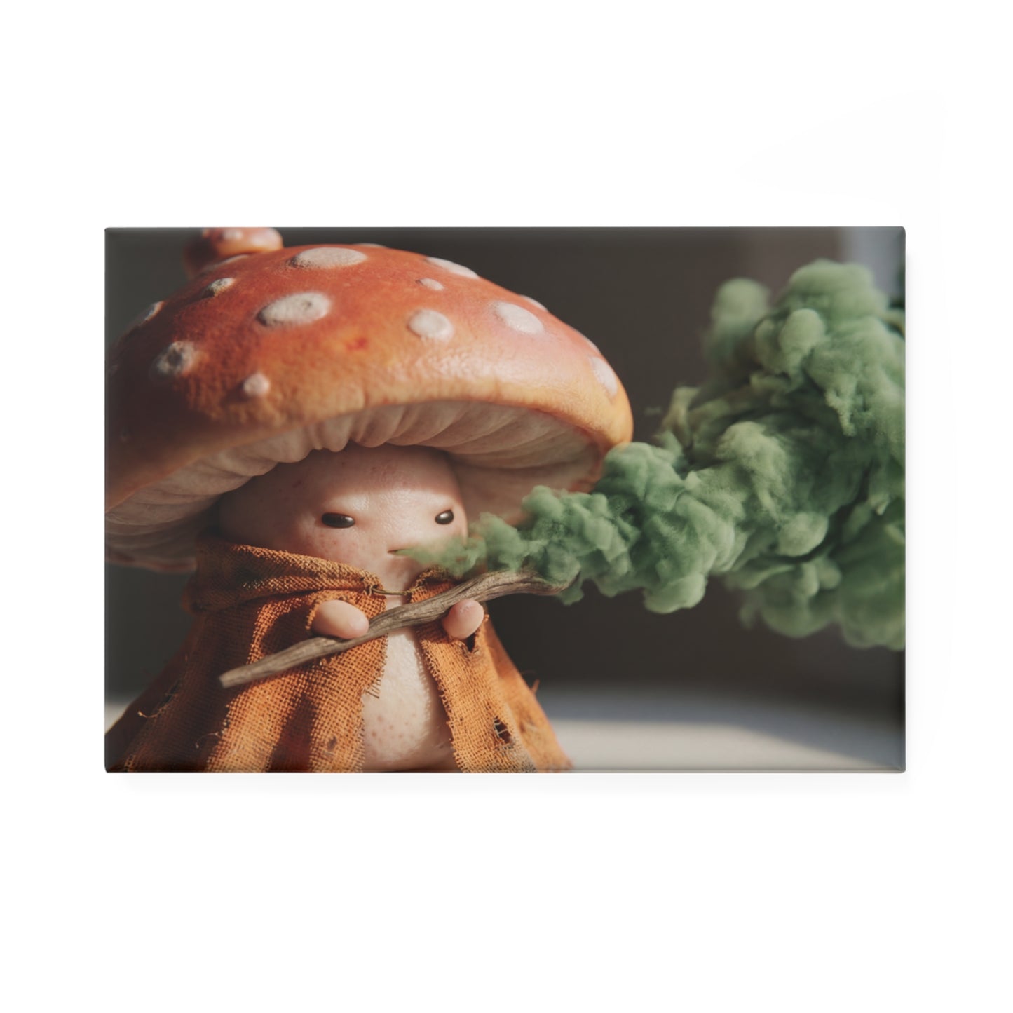 Mushroom Wizard Button Magnet, Rectangle (1 & 10 pcs) – Green Smoke and Sunlit Wisdom