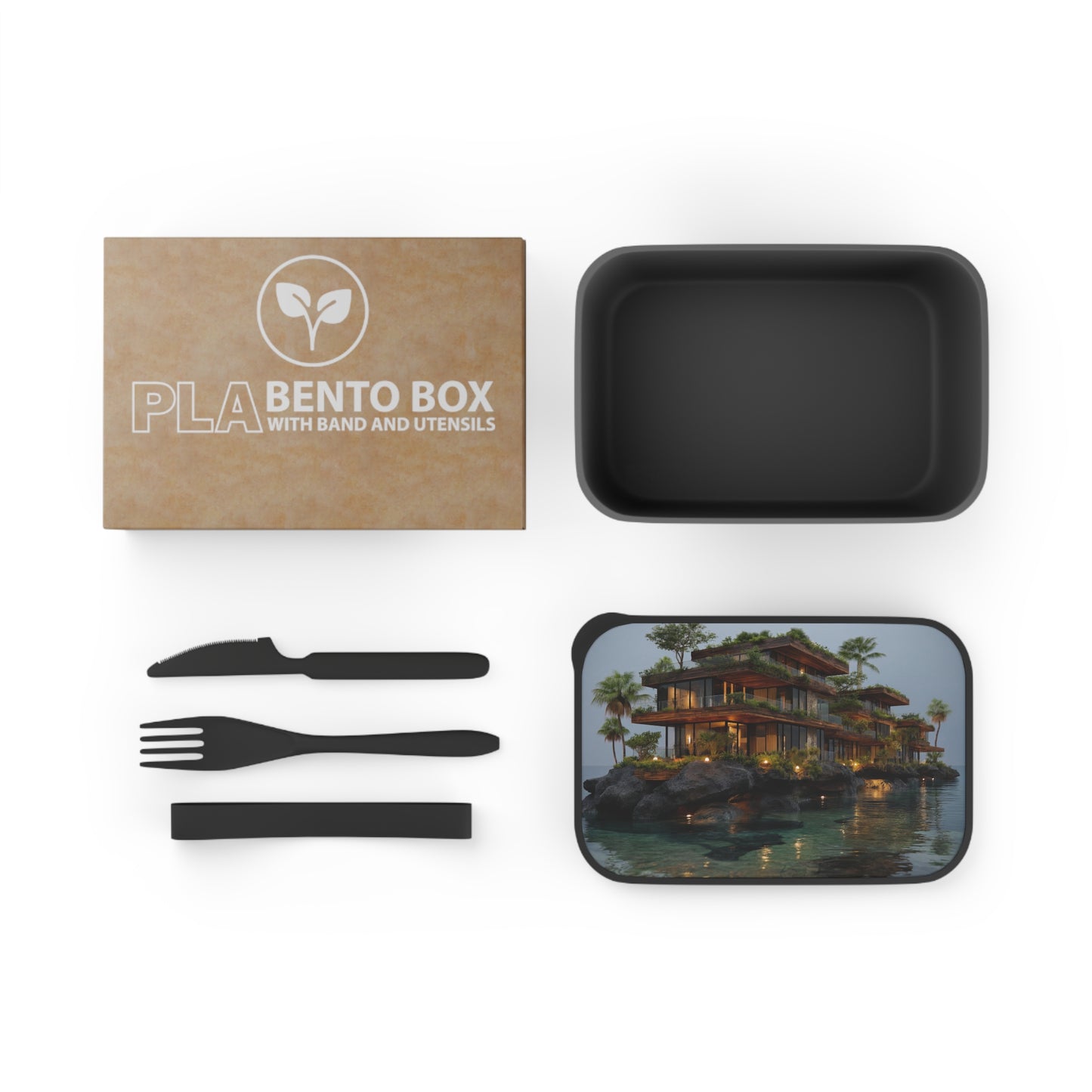 Ocean-Edge Treehouse Bento Box – Twilight Sanctuary on a Rock