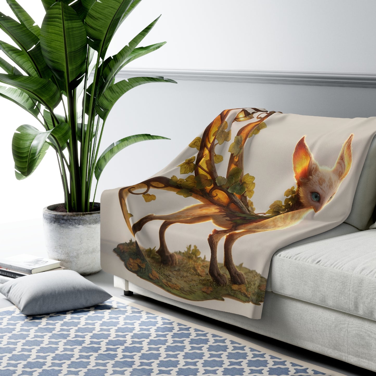 Lantern Grove Fennec Blanket – Amber & Iron Garden Guardian Sherpa Throw