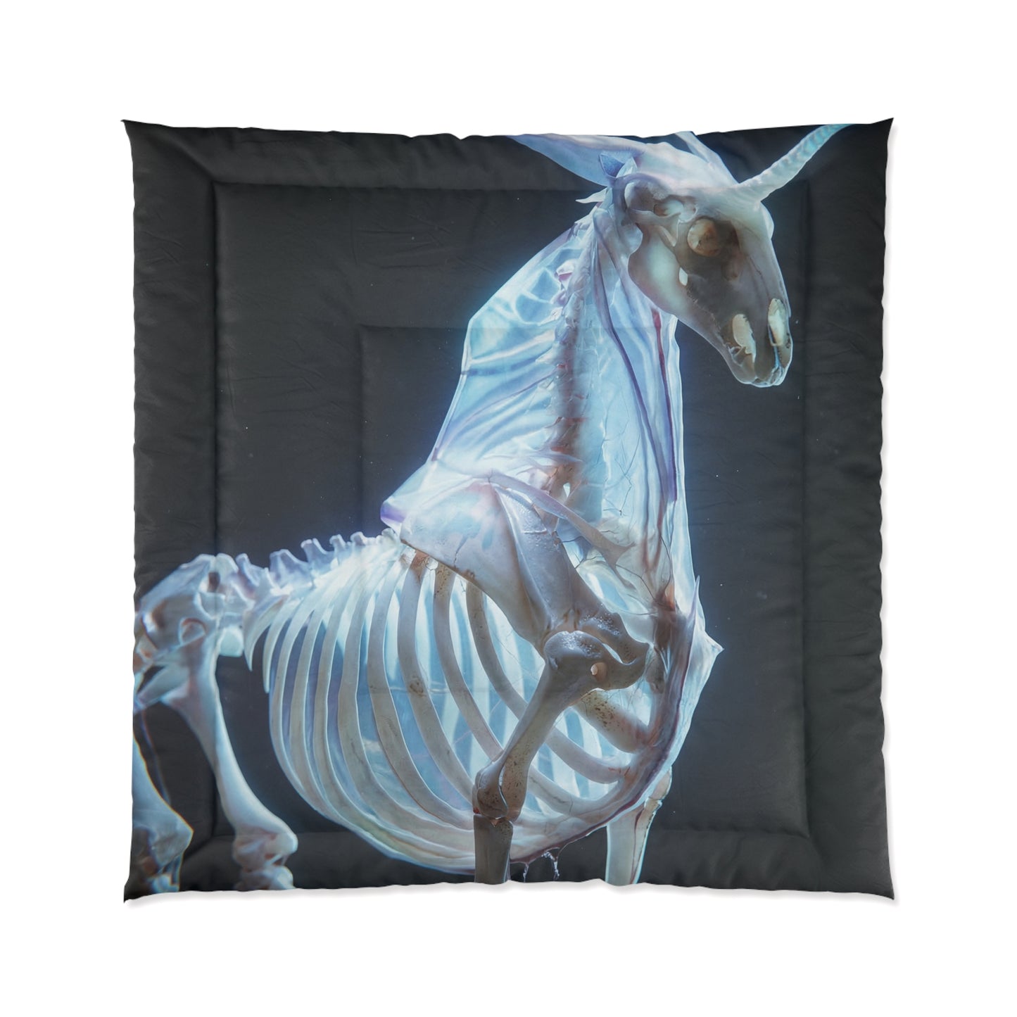 Celestial Unicorn Skeleton Comforter – Glowing Bone Dreamscape