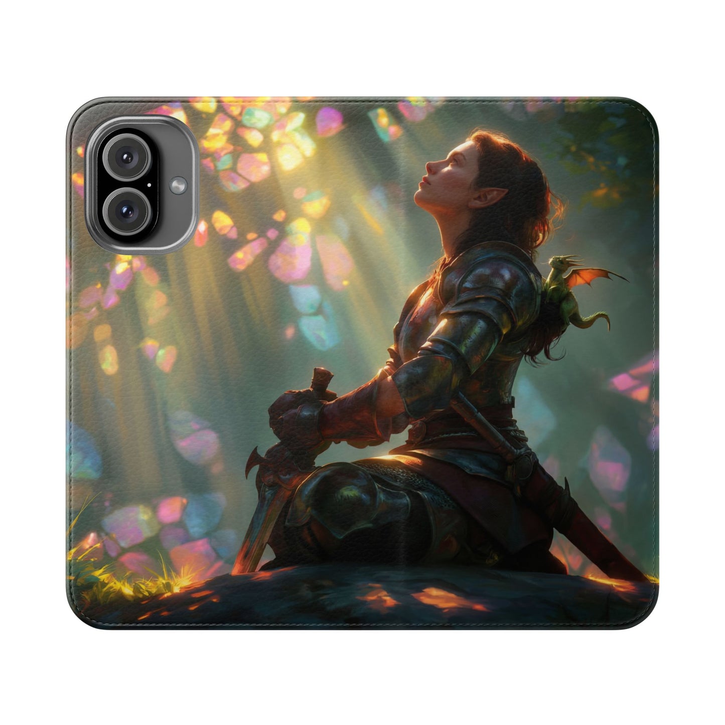 Crystal Grove Sentinel Flip Cases – Iridescent Forest Dawn Guardian