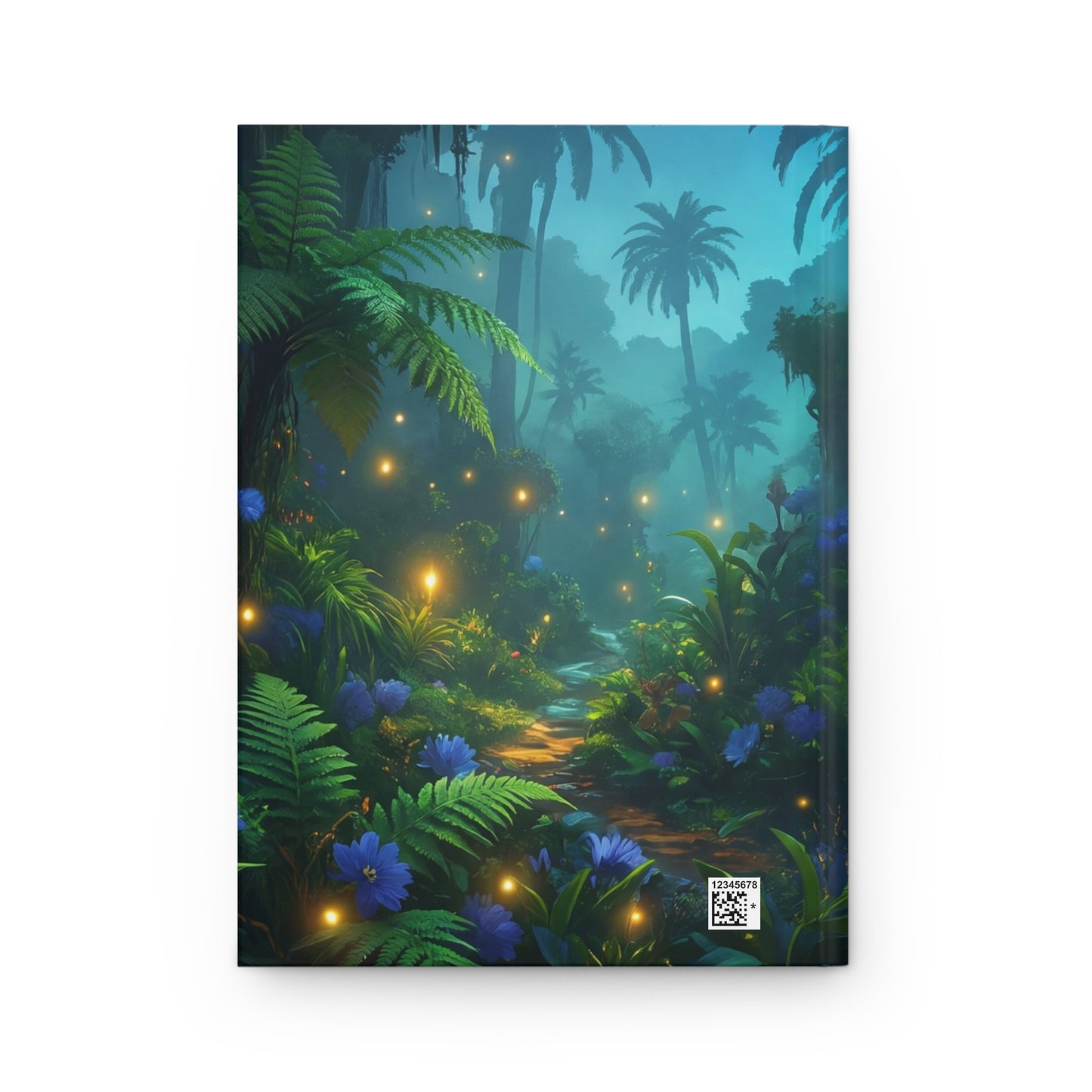 Whispering Jungle Wanderer Hardcover Journal Matte – Golden Path Through Bioluminescent Canopy