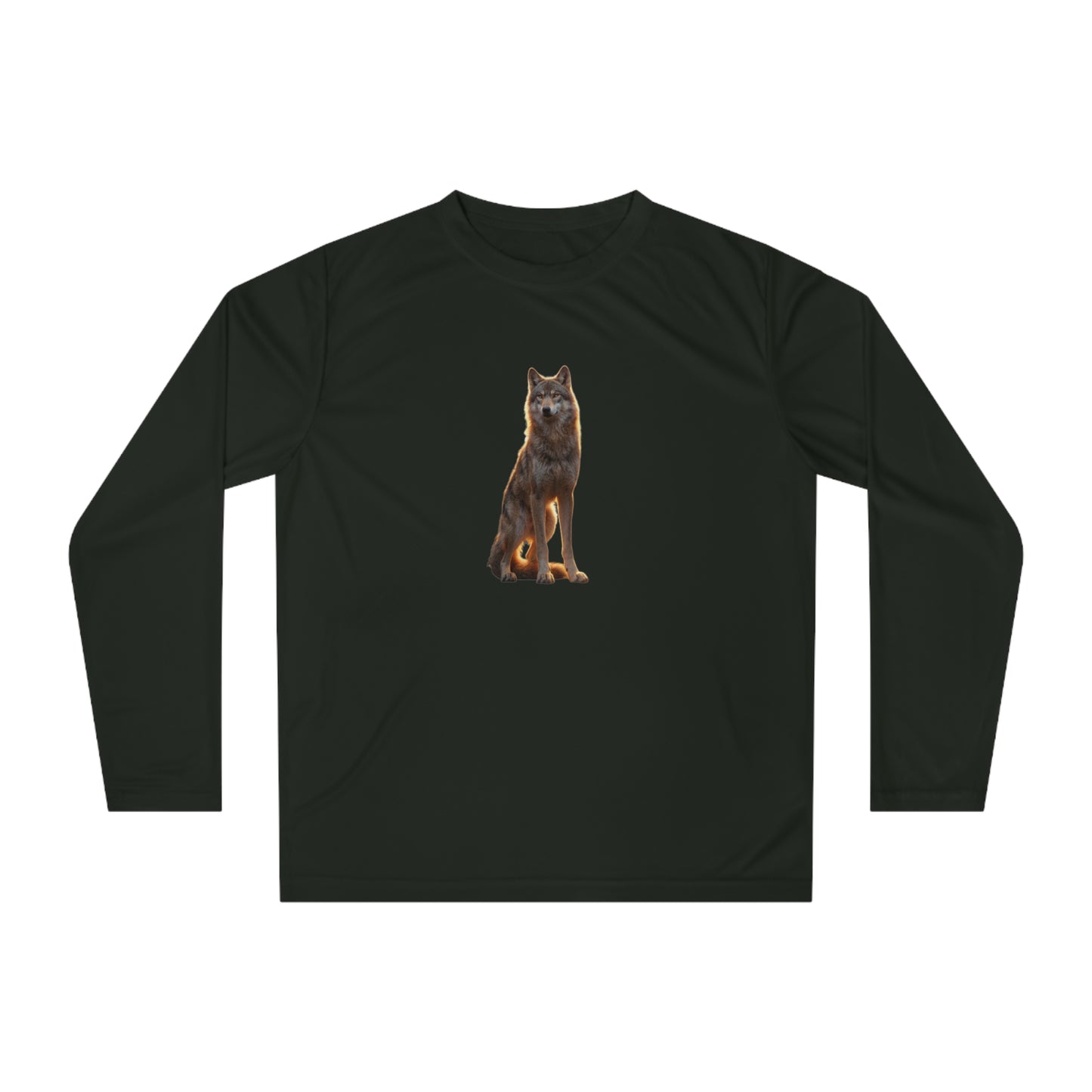 Golden Hour Wolf Unisex Performance Long Sleeve Shirt – Silent Watcher at Twilight