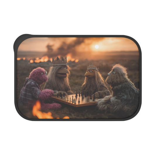 Kings of the Sunset Chess Match PLA Bento Box with Band and Utensils – Warm Ember Afternoon