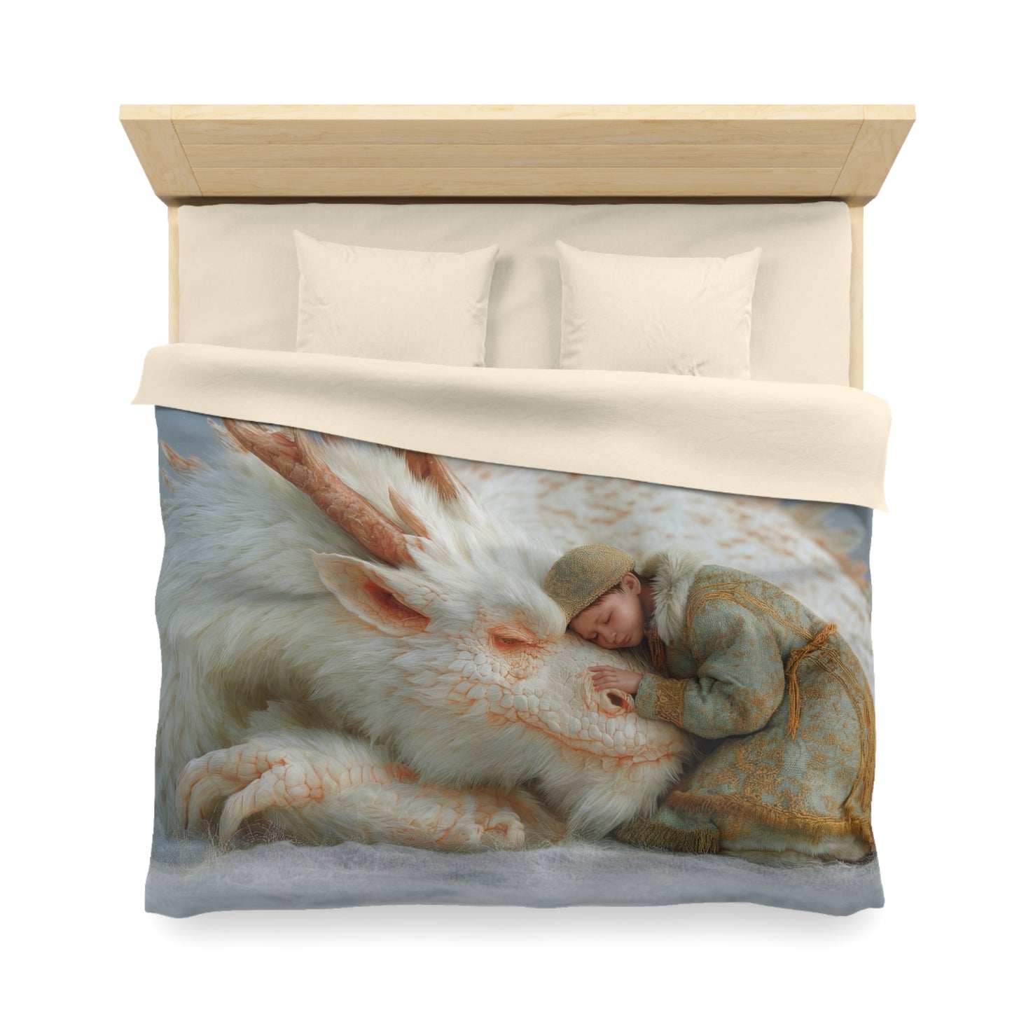 Sleeping Dragon & Child Duvet Cover – Ivory Scale Sanctuary