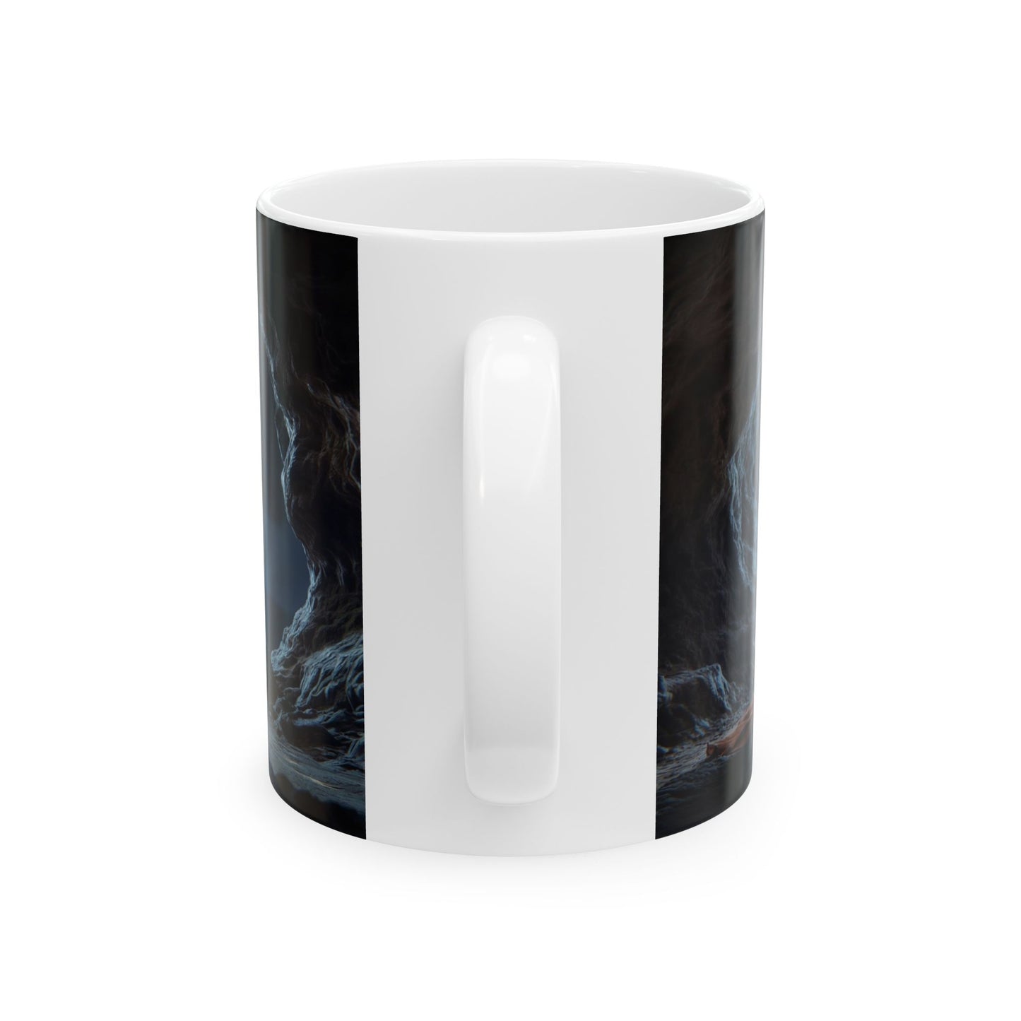 Moonlit Monk Meditation Mug – Tranquil Cave Reflections