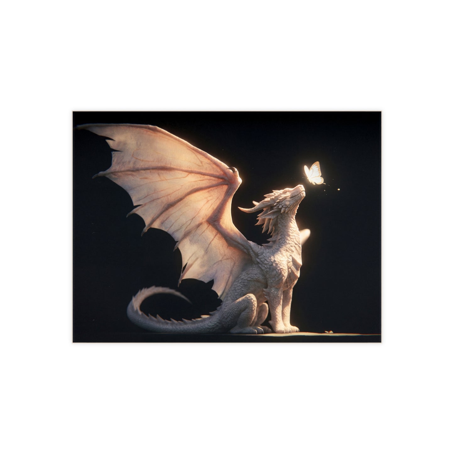 Gentle Dragon and Butterfly Ceramic Photo Tile – Soft Light, Quiet Wonder