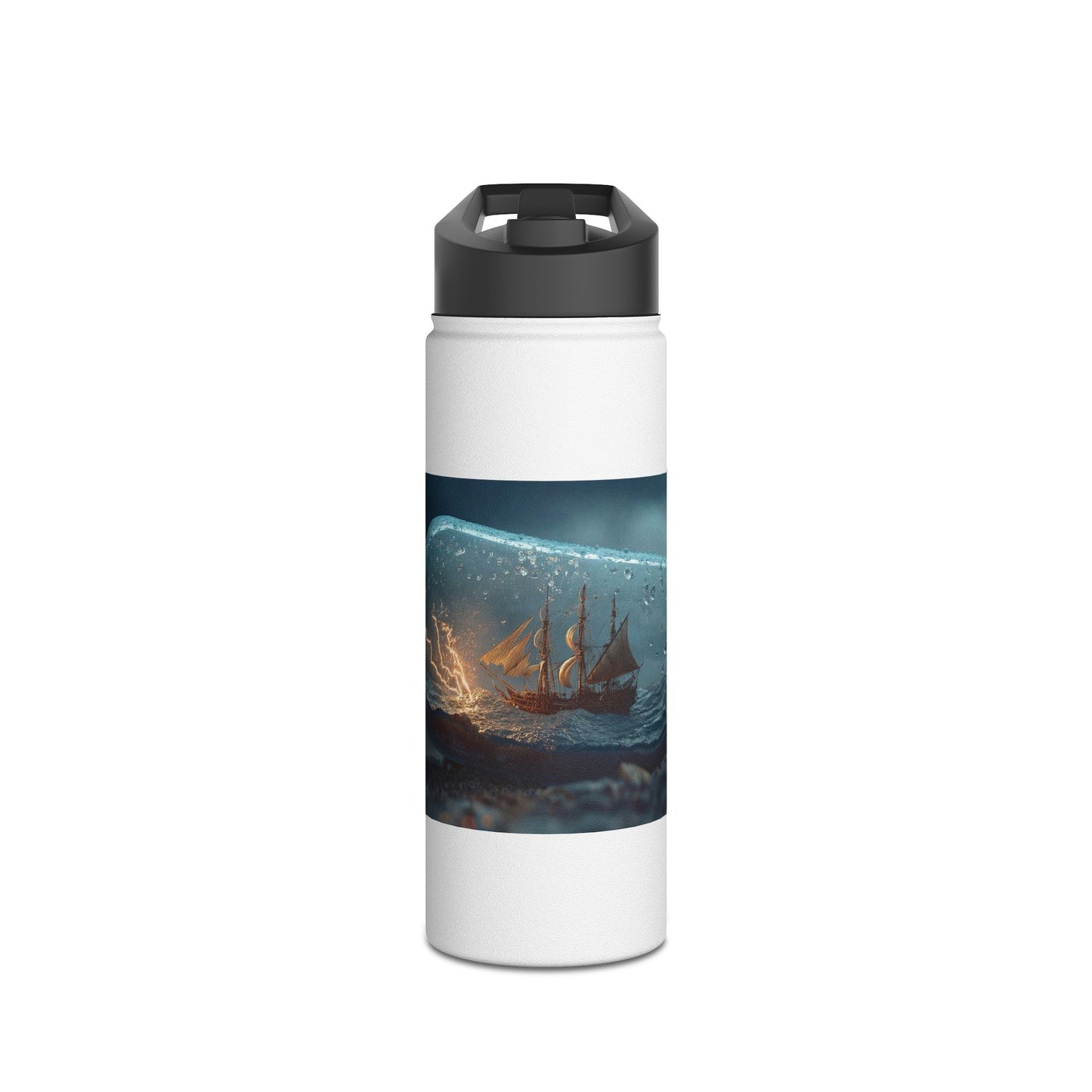 Storm-Sailed Ship in Bottle Water Bottle – Pocket-Sized Tempest Adventure
