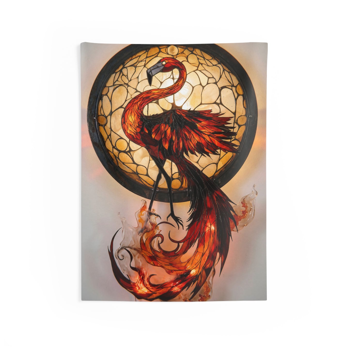 Phoenix Flame Wall Tapestry – Illuminated Glass Artistry