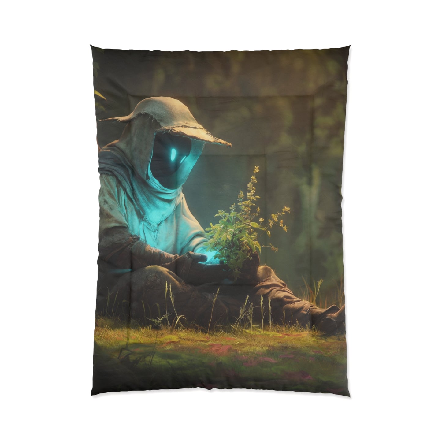 Forest Sentinel Comforter – Glowing Eye in Sunlit Grove