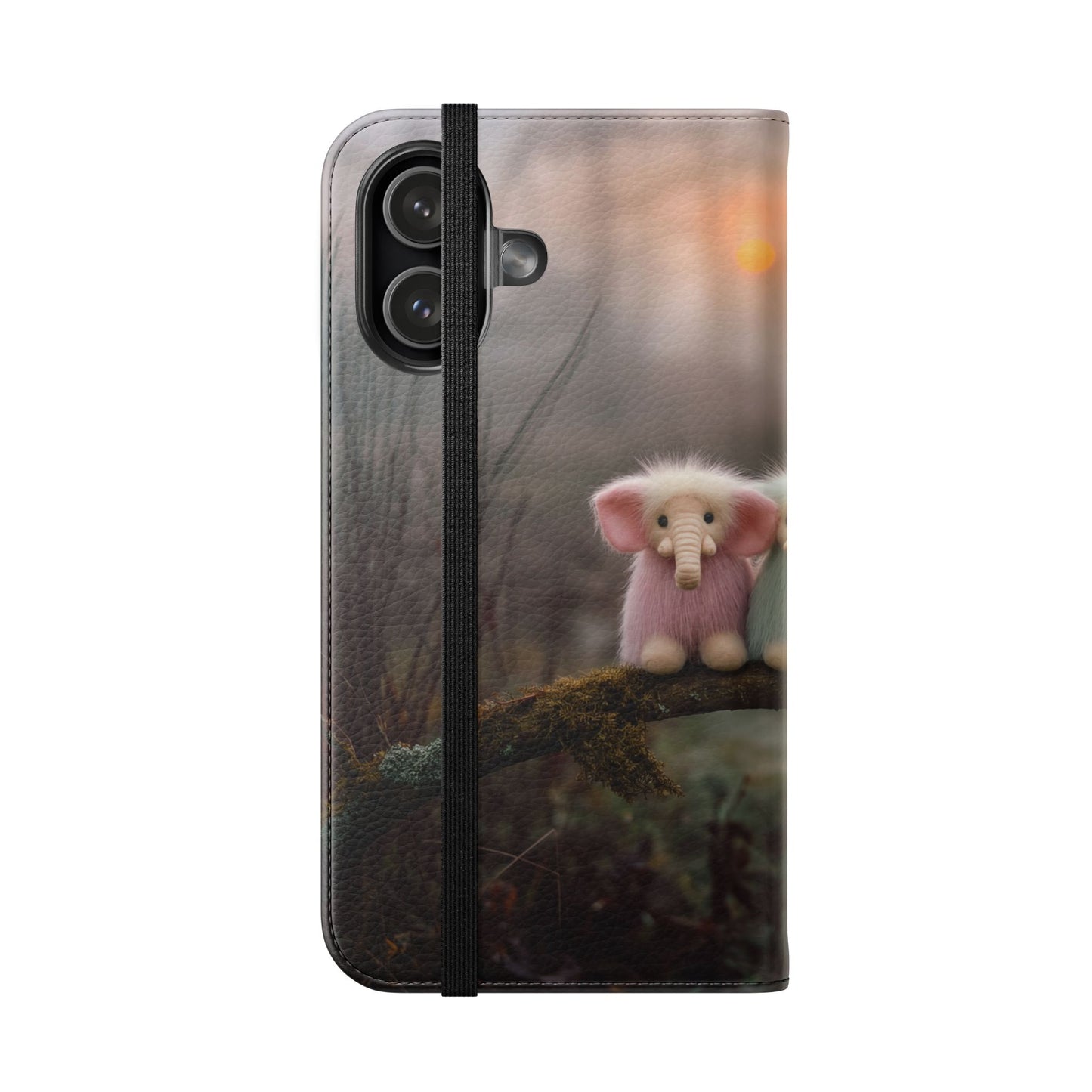 Mossy Branch Elephants Flip Cases – Pastel Fluff Guardians