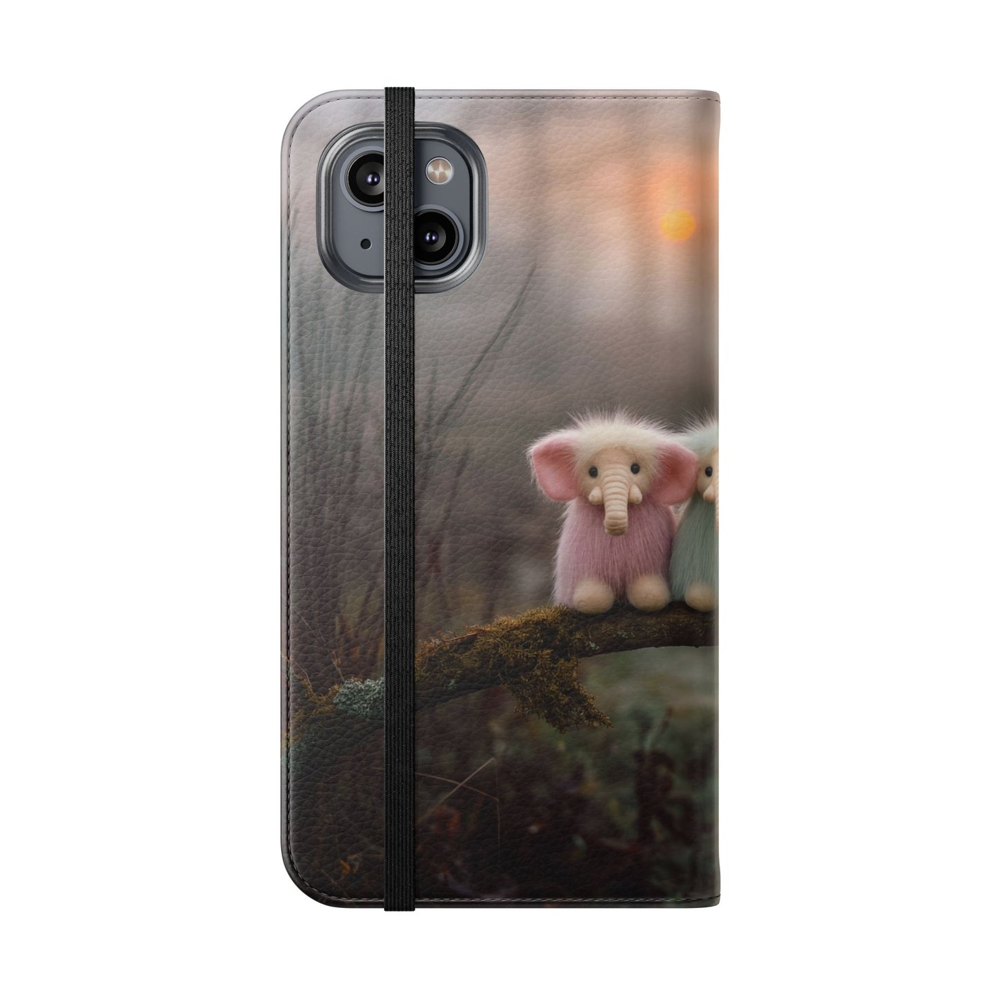 Mossy Branch Elephants Flip Cases – Pastel Fluff Guardians