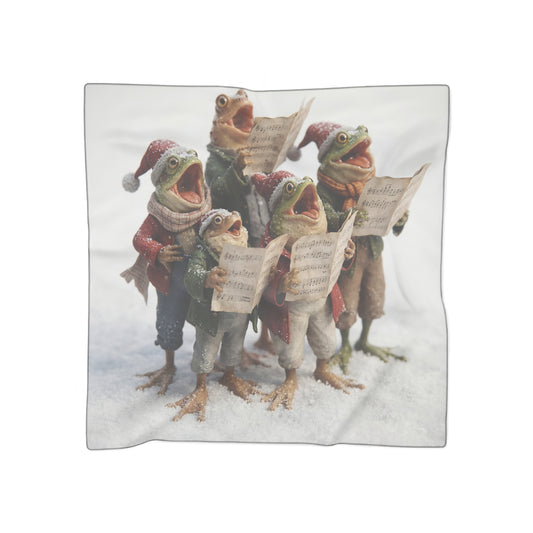 Frogs in Snow Choir Poly Scarf – Winter Carolers in Festive Snow