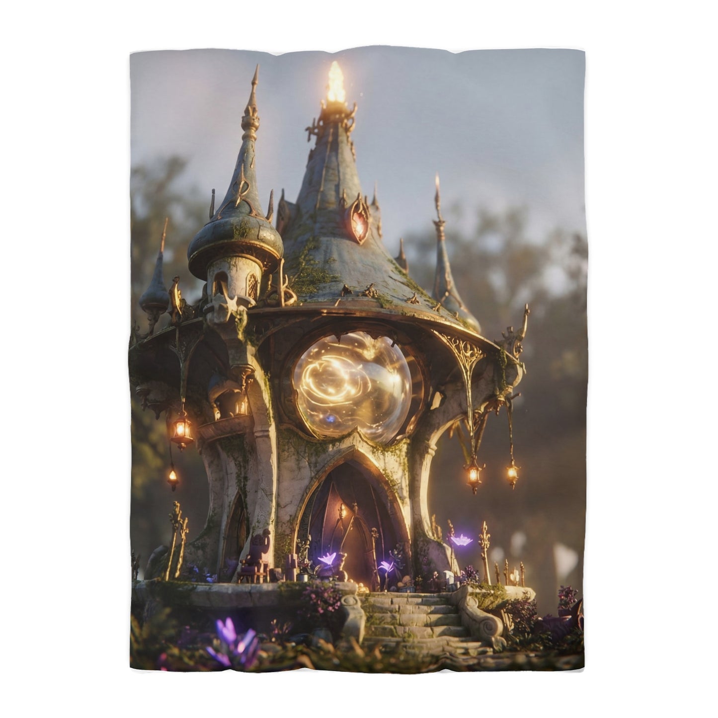 Whispering Observatory Duvet Cover – Twilight Magic in Stone