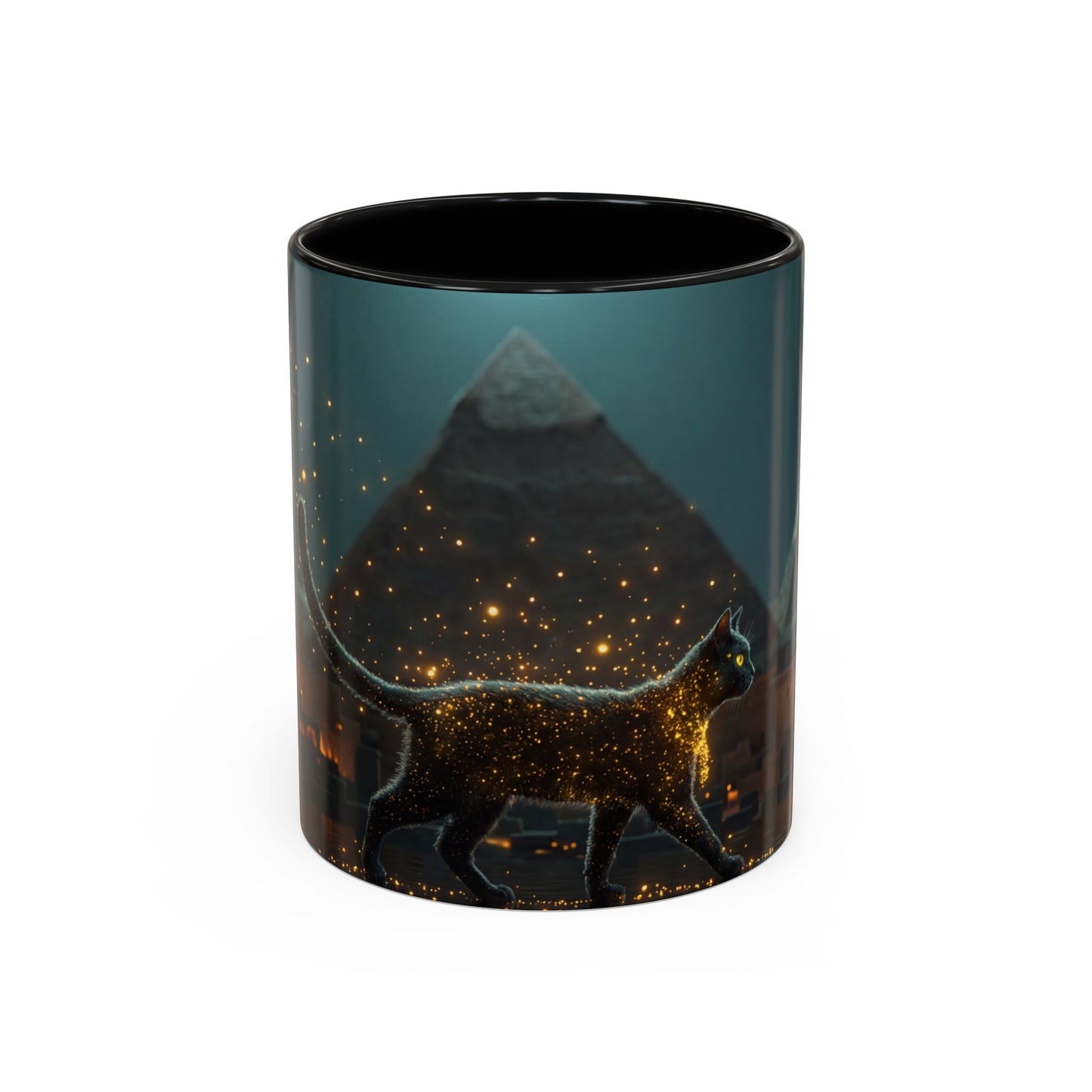 Pharaoh Cat Accent Coffee Mug (11, 15oz) – Golden Stardust Nile Sentinel