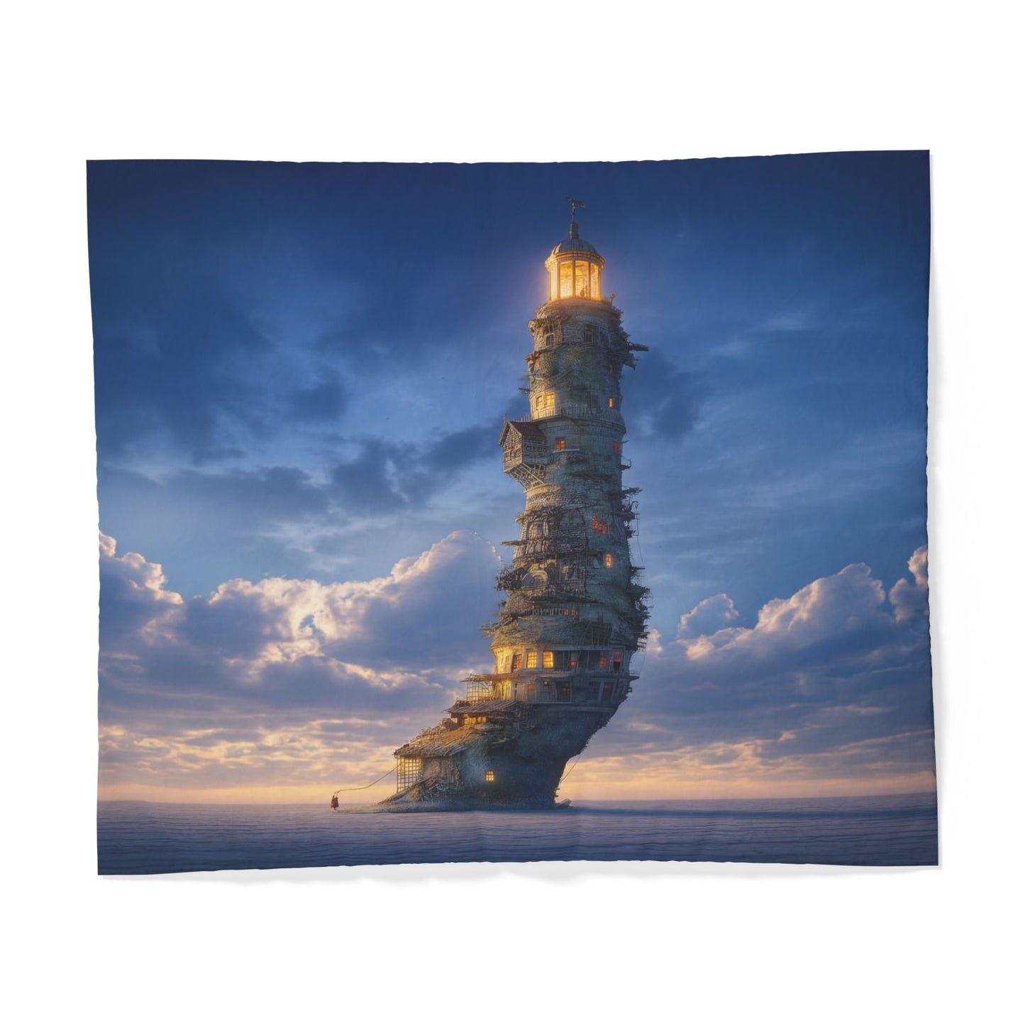The Watchtower Lighthouse Duvet Cover – Twilight Sentinel at Sea
