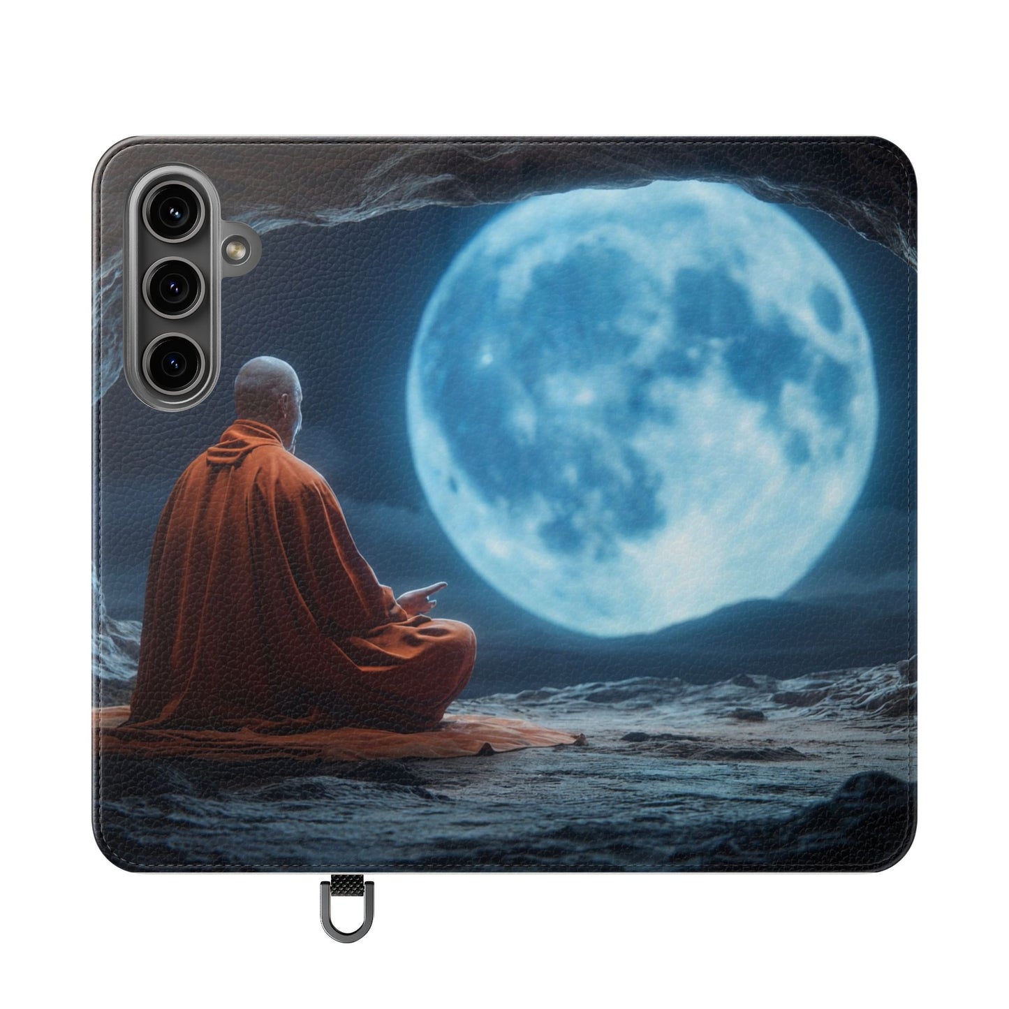 Lunar Meditation Flip Cases – Serene Monk Under Moonlight