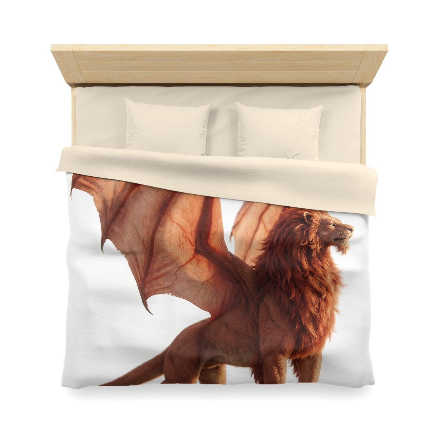 Winged Lion Sentinel Microfiber Duvet Cover – Sunset Majesty on the Ridge