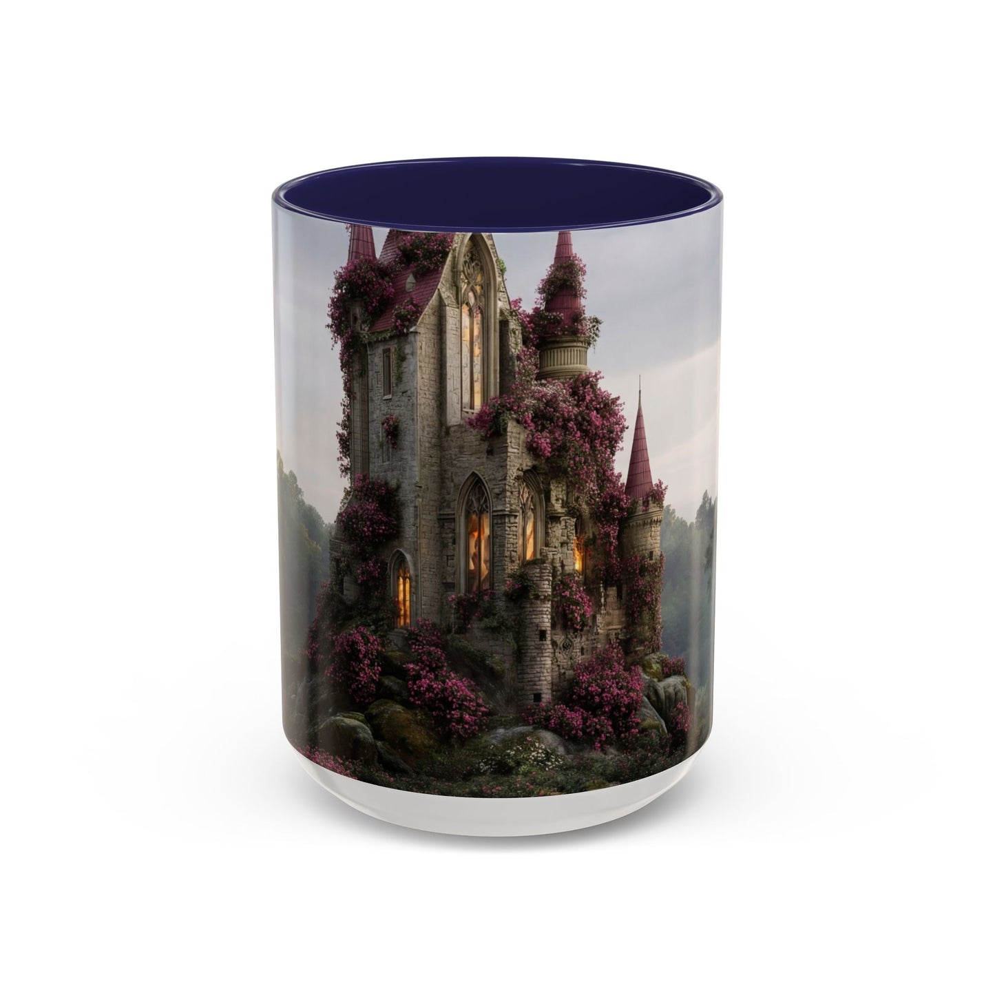 Rose-Clad Castle Accent Coffee Mug (11, 15oz) – Whispers of Twilight Blooms