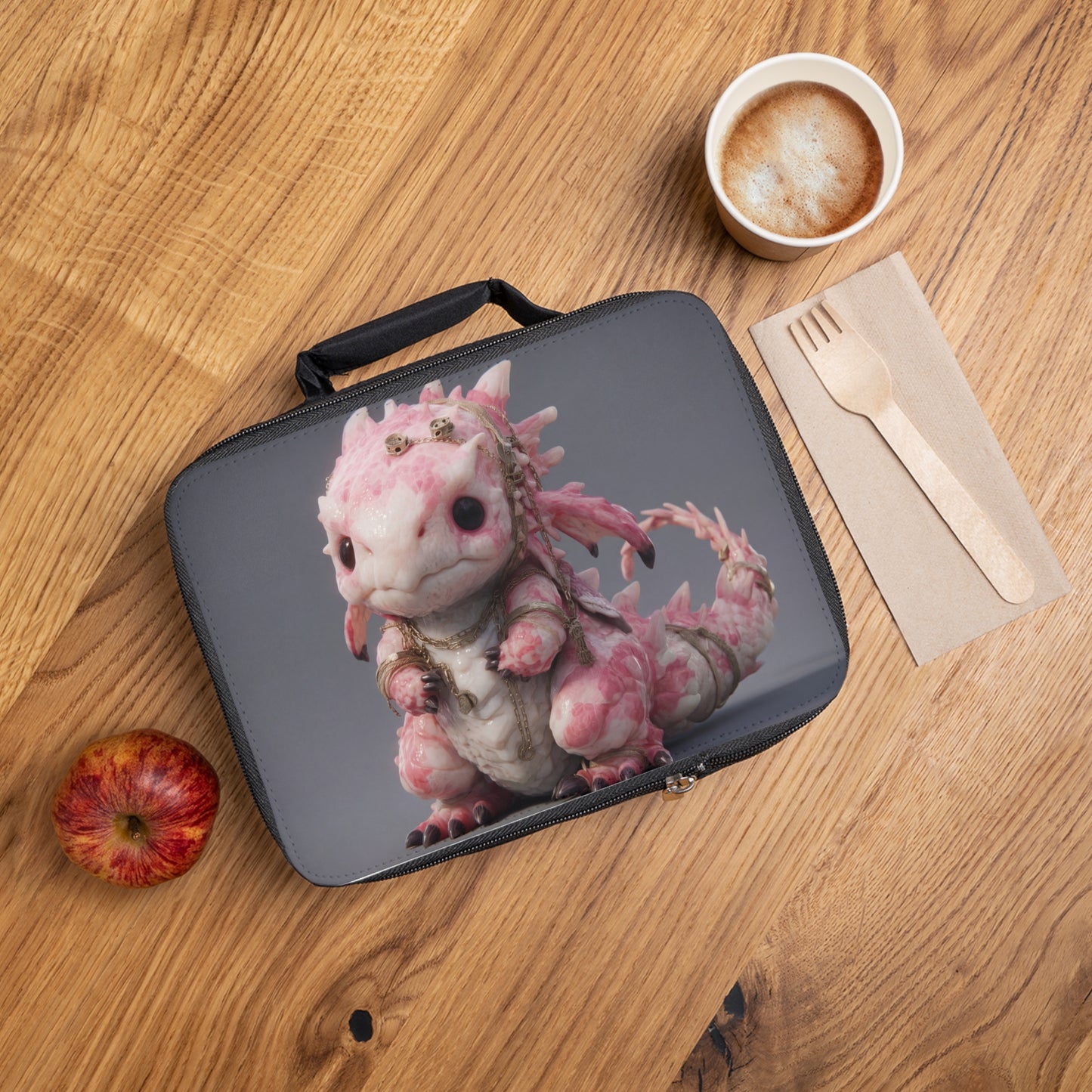 Pink Dragonling Lunch Bag – Tiny Guardian with Gold Chains