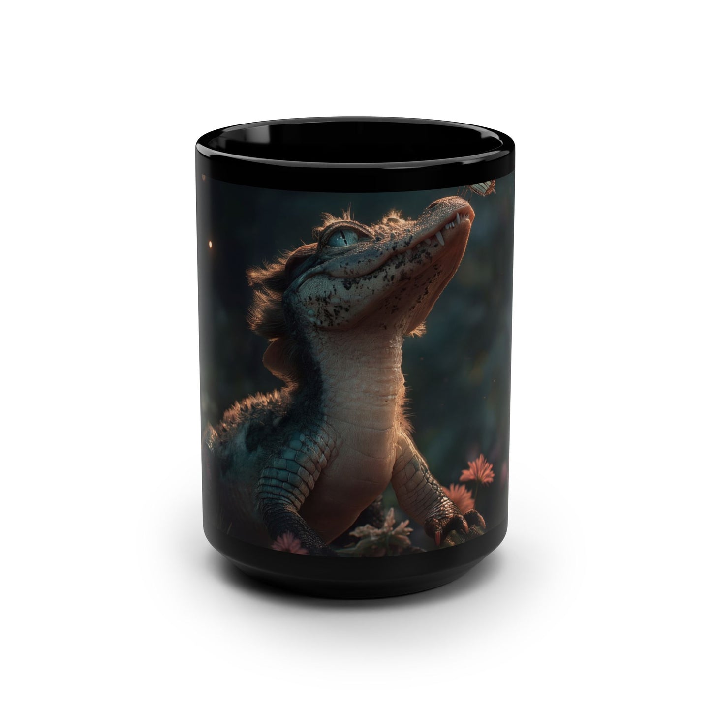 Gentle Alligator Butterfly Mug – Soft Guardian Nature Scene
