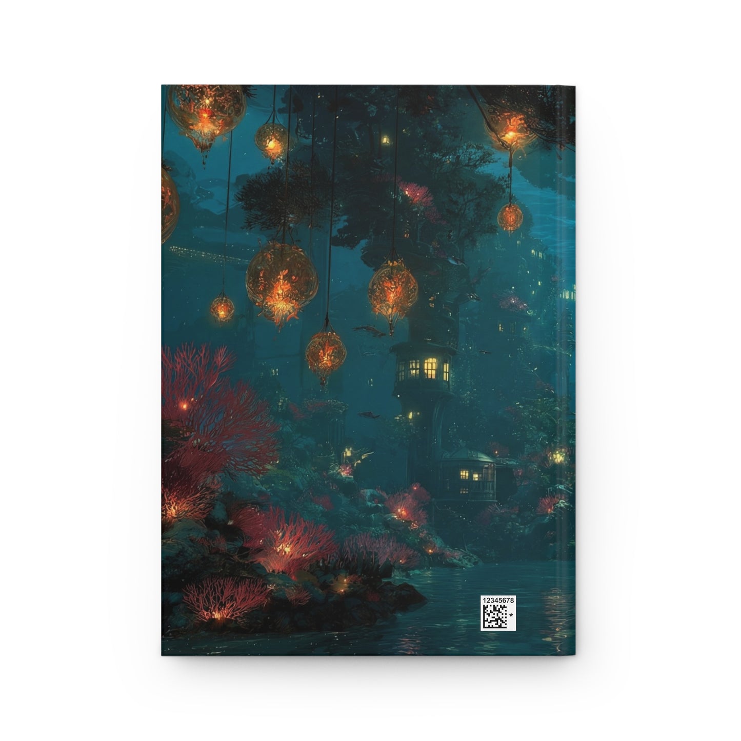 Submerged Lantern City Hardcover Journal Matte – Glow of the Abyssal Stairway