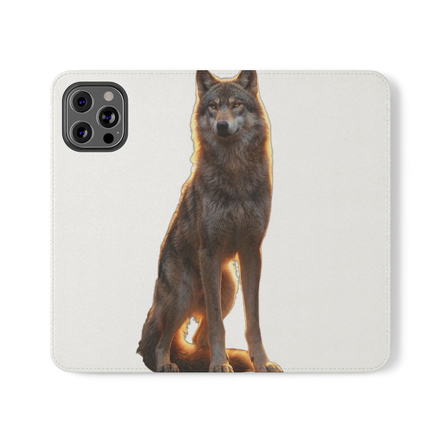 Sunlit Wolf Flip Cases – Golden Hour Sentinel Portrait