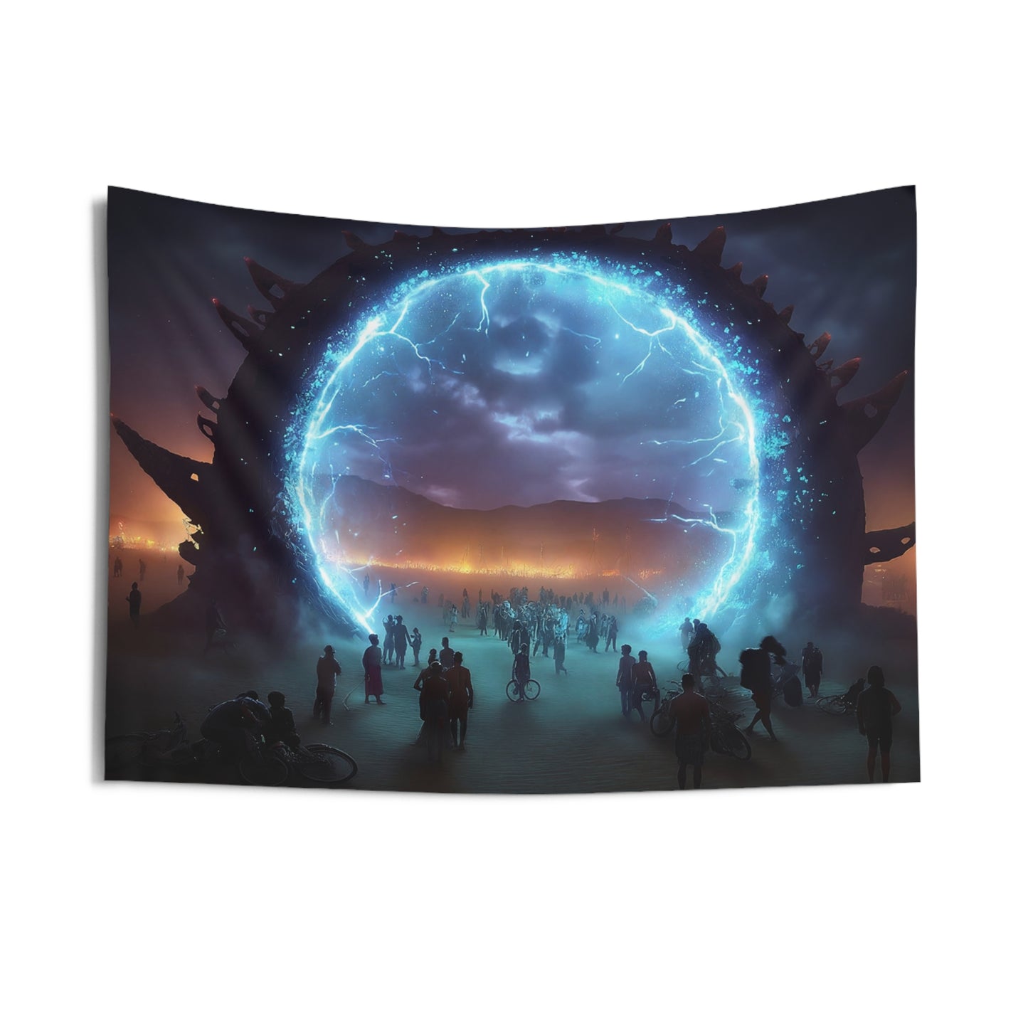 Celestial Portal Wall Tapestry – Electric Rift in the Desert Night