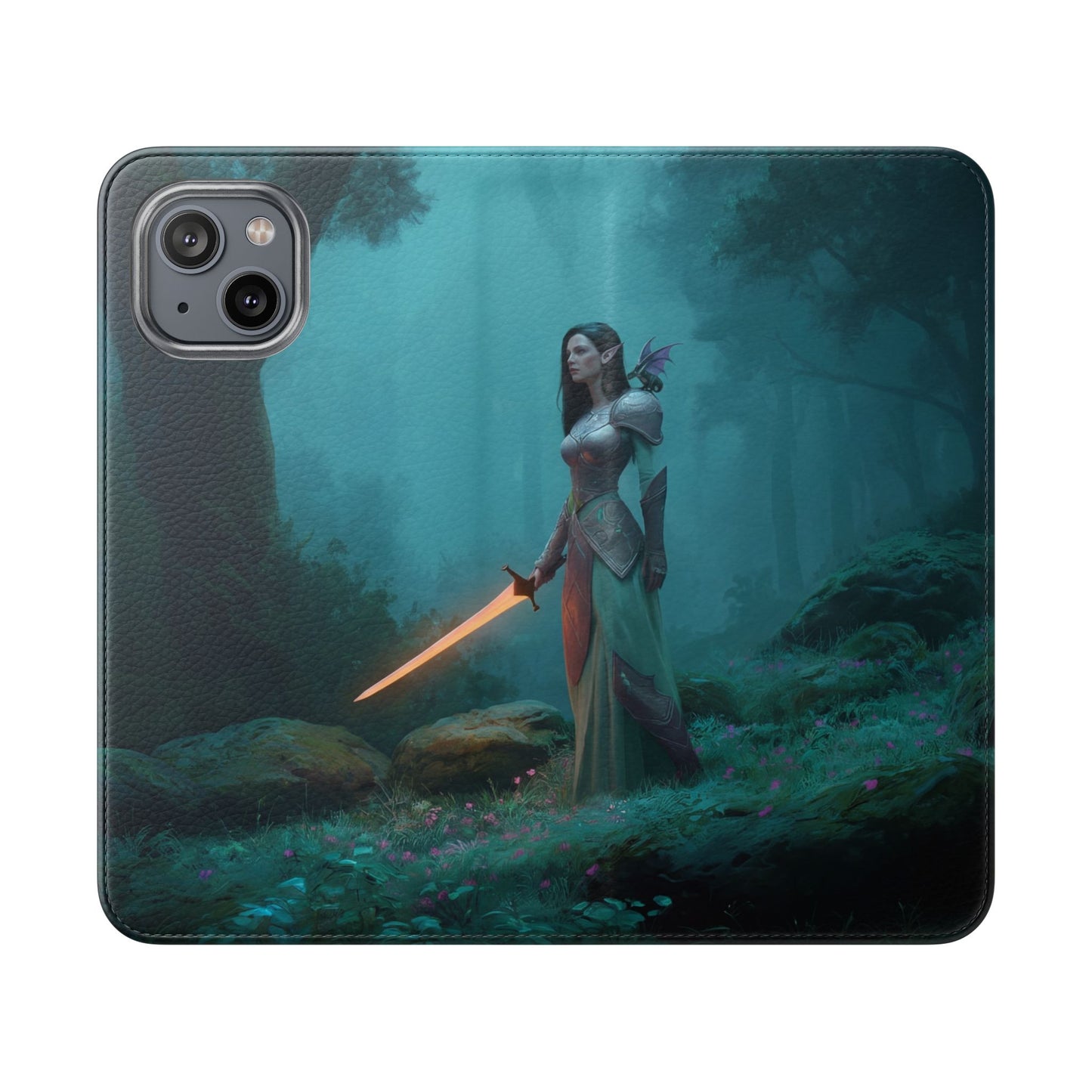 Forest Guardian Flip Cases – Elven Sentinel with Glowing Blade