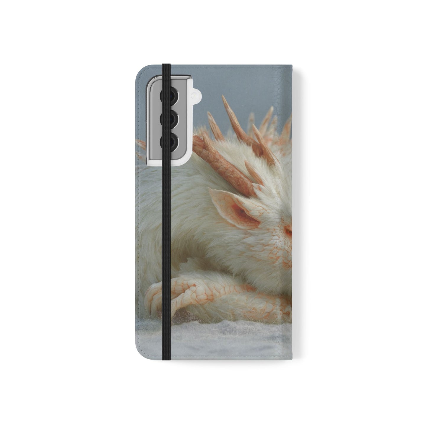 Sleeping Child and Dragon Flip Cases – Snowy Guardian Embrace