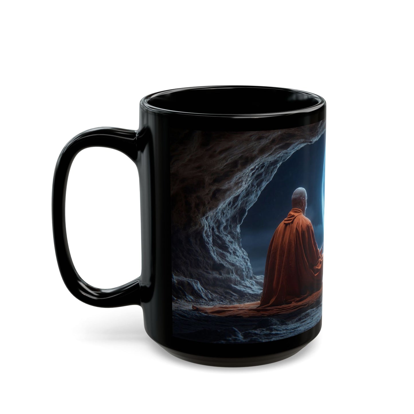 Moonlit Monk Meditation Mug – Serene Night Sanctuary