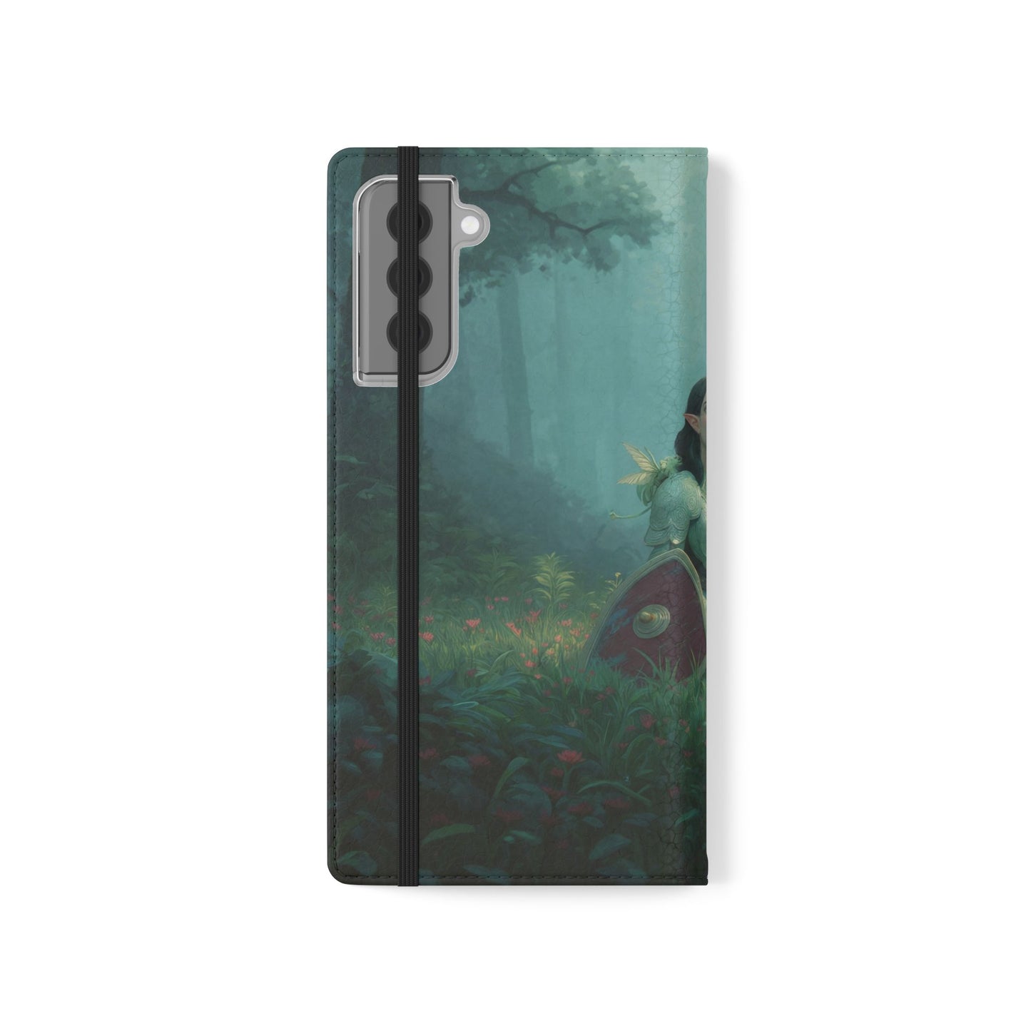 Woodland Sentinel Flip Cases – Green Knight in Misty Grove