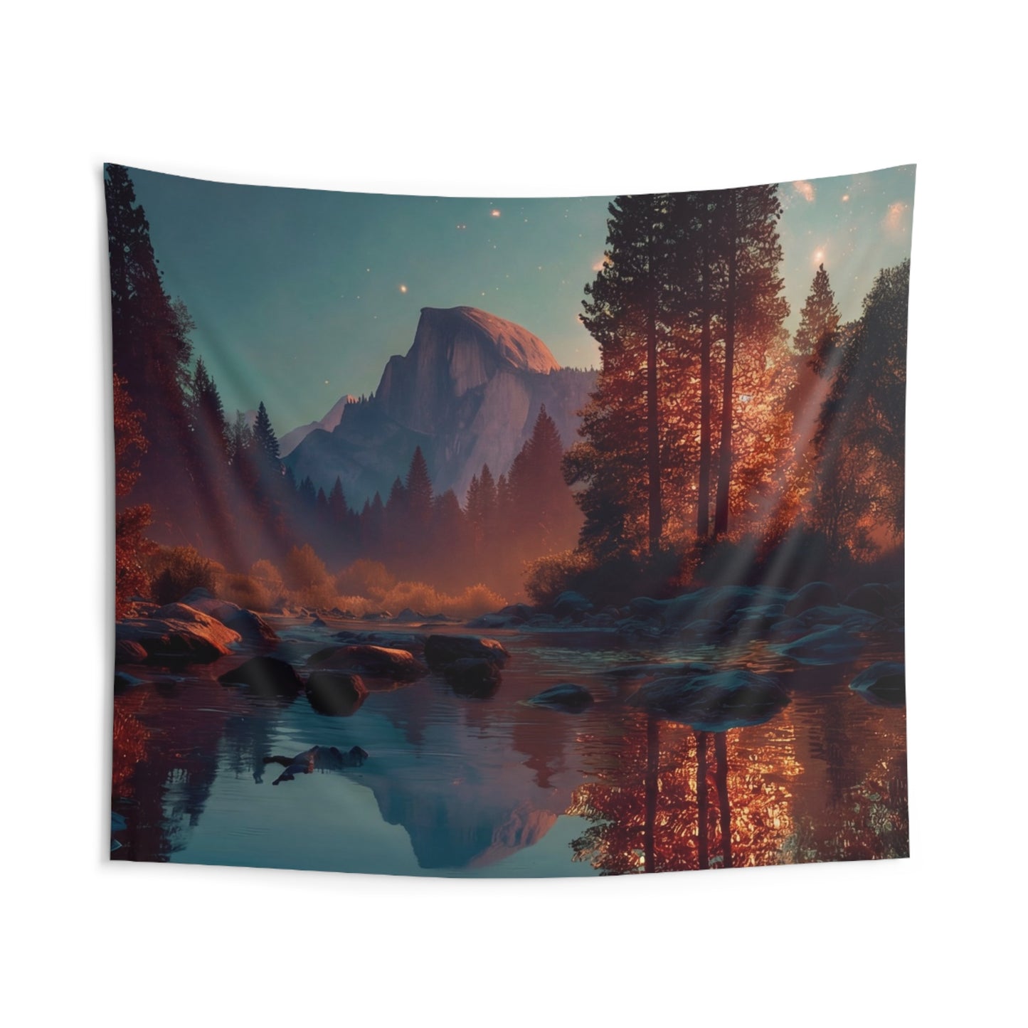 Starlit River Reflection Tapestry – Half Dome’s Whispering Waters