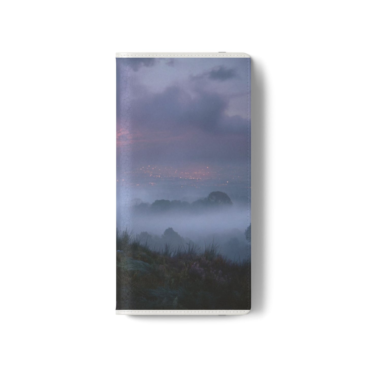 Misty Hilltop Flip Cases – Red-Haired Wanderer at Twilight