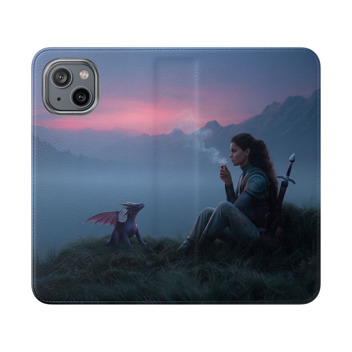 Silent Guardian Flip Cases – Misty Dawn Warrior and Dragon Companion