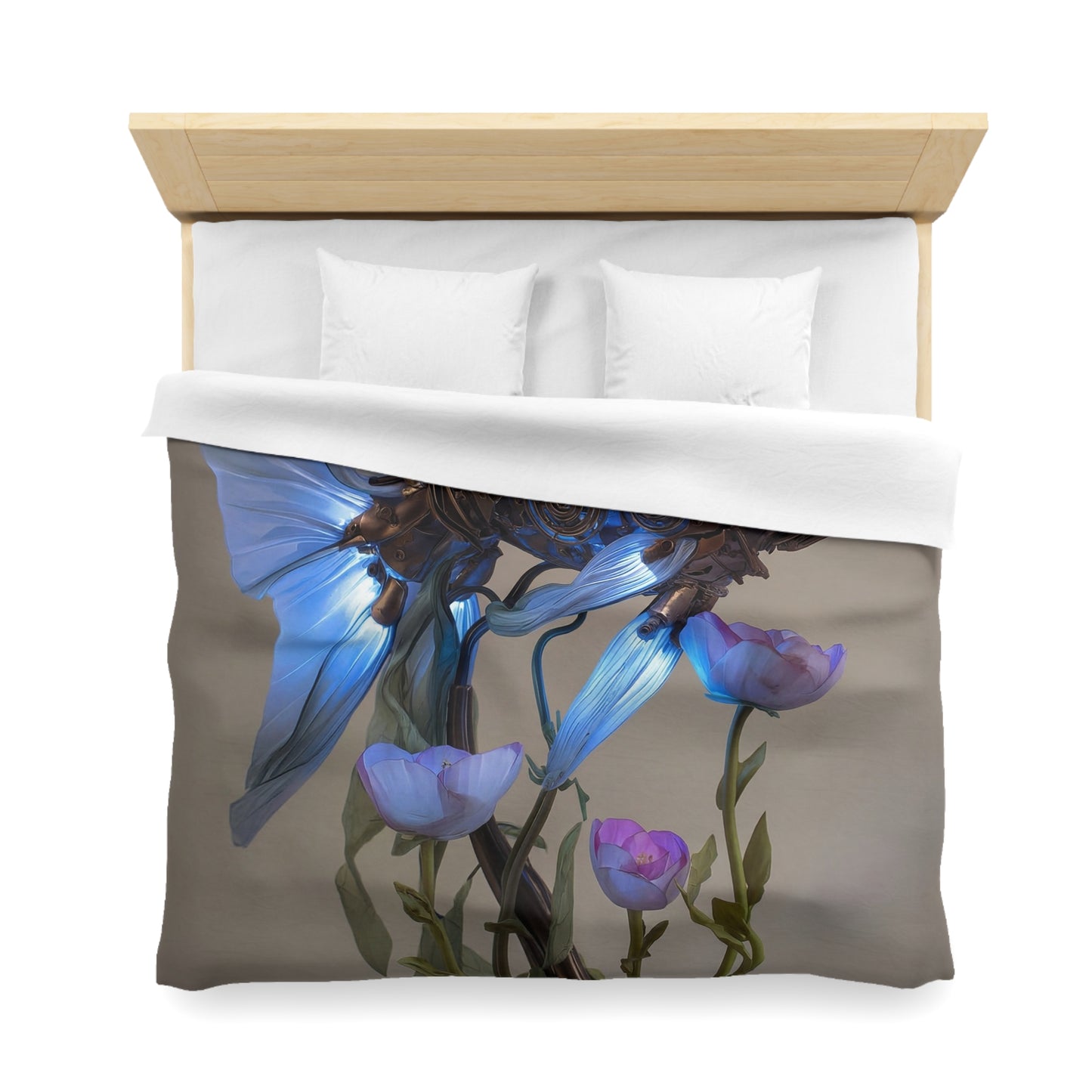 Steampunk Fish Microfiber Duvet Cover – Luminescent Gear & Petal Dreamscape