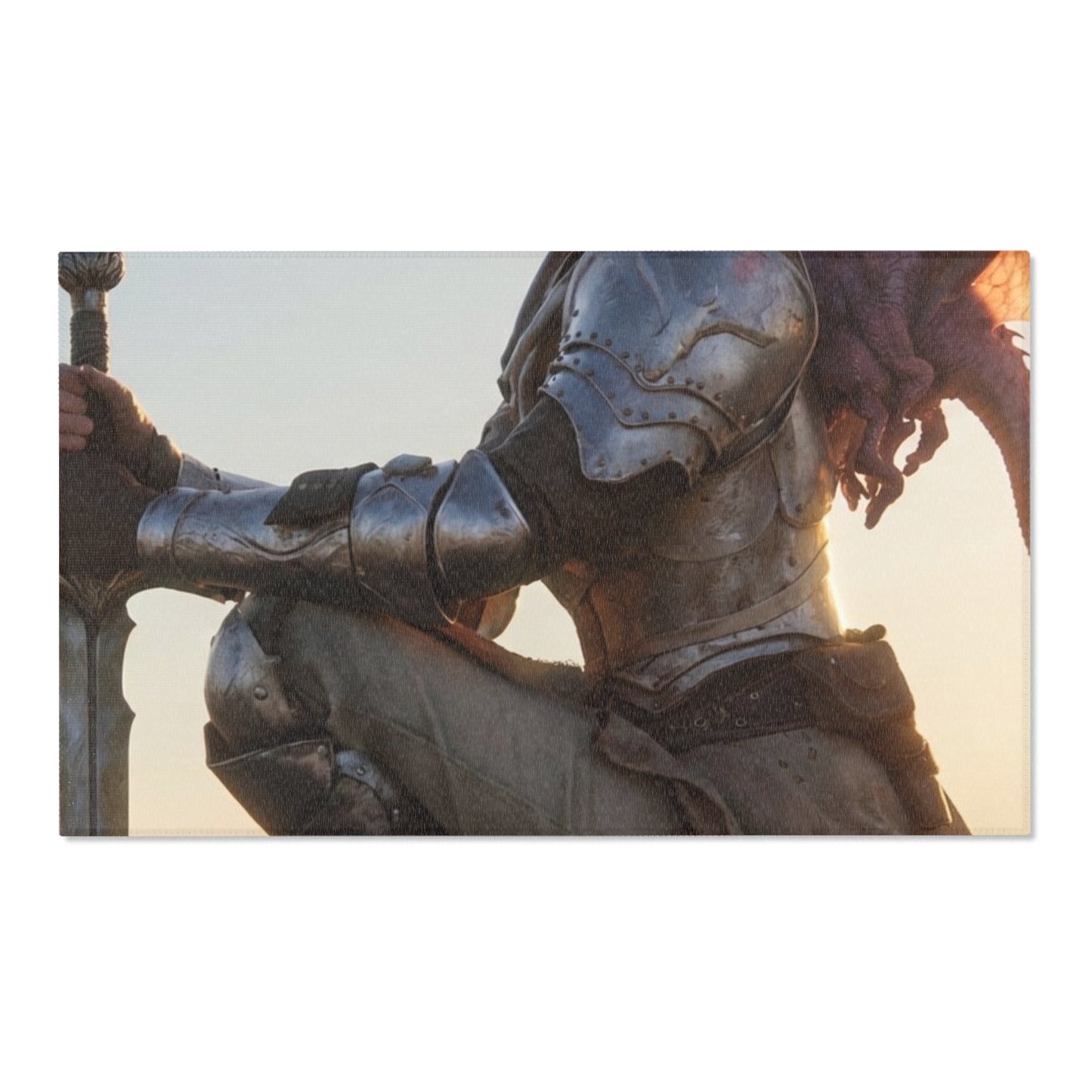 Dragon Sentinel Area Rugs – Sunset Peak Guardian Scene
