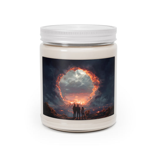 Celestial Portal Scented Soy Candles with White Lid, 9oz – Warm Glow Over a City of Dreams