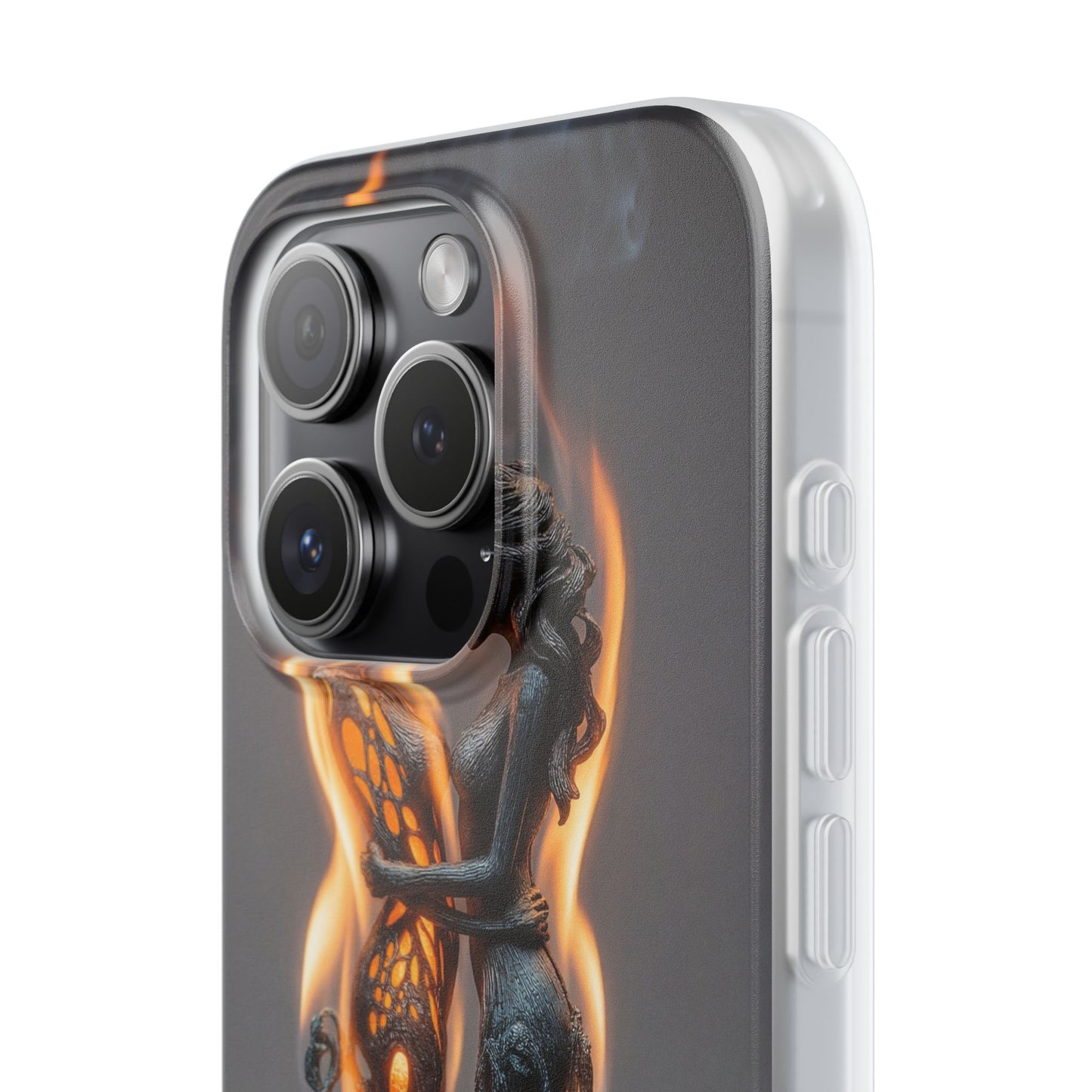 Flame-Embraced Lovers Flexi Cases – Intimate Glow Within the Fire
