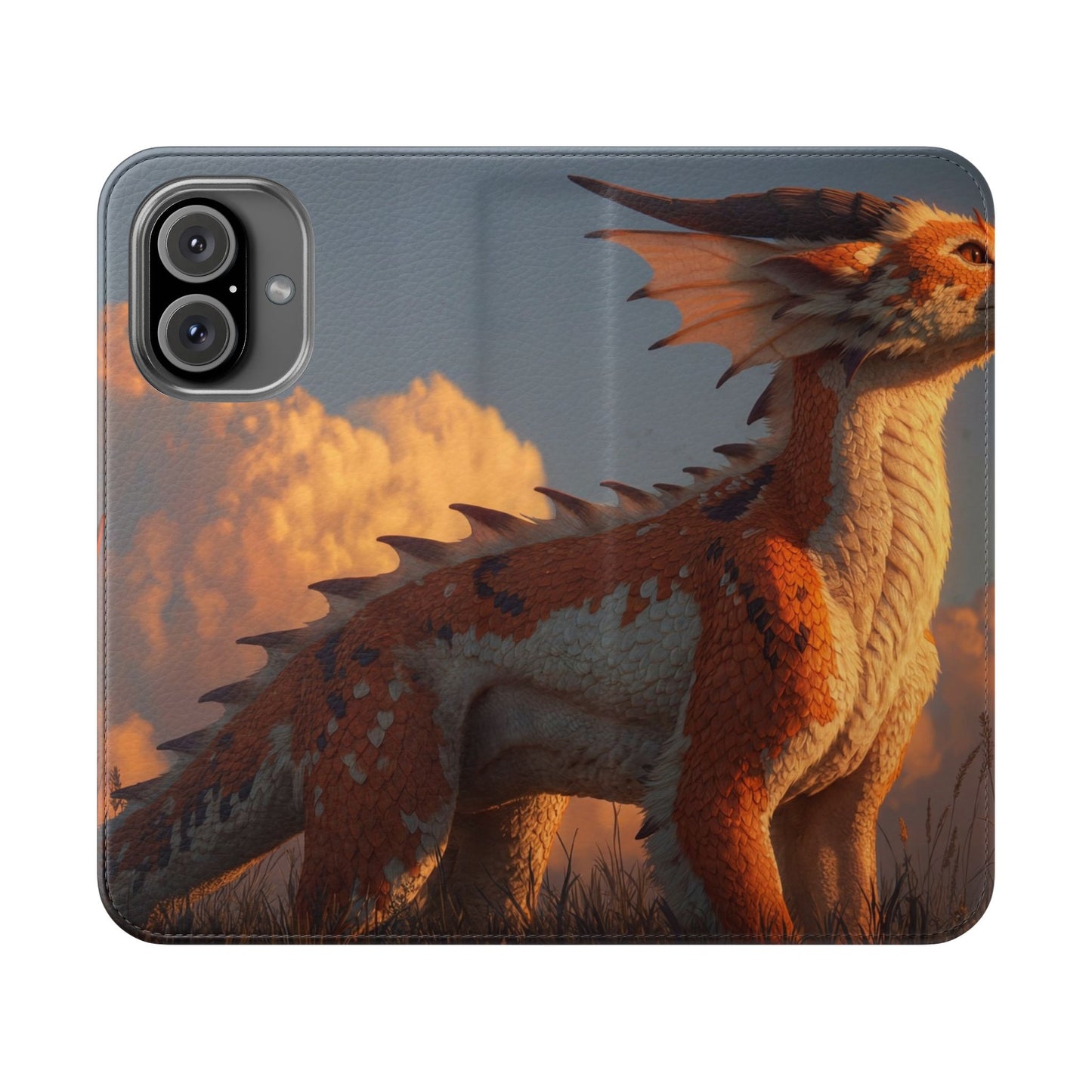 Gilded Dragon Flip Cases – Amber Sunset Guardian