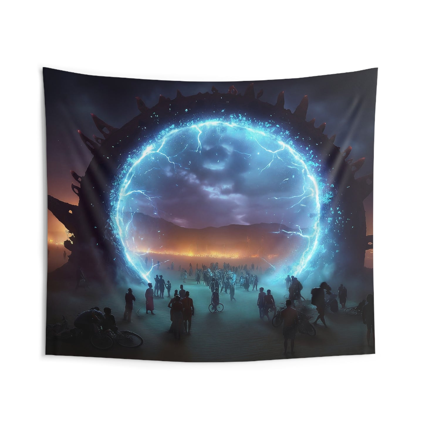 Celestial Portal Wall Tapestry – Electric Rift in the Desert Night