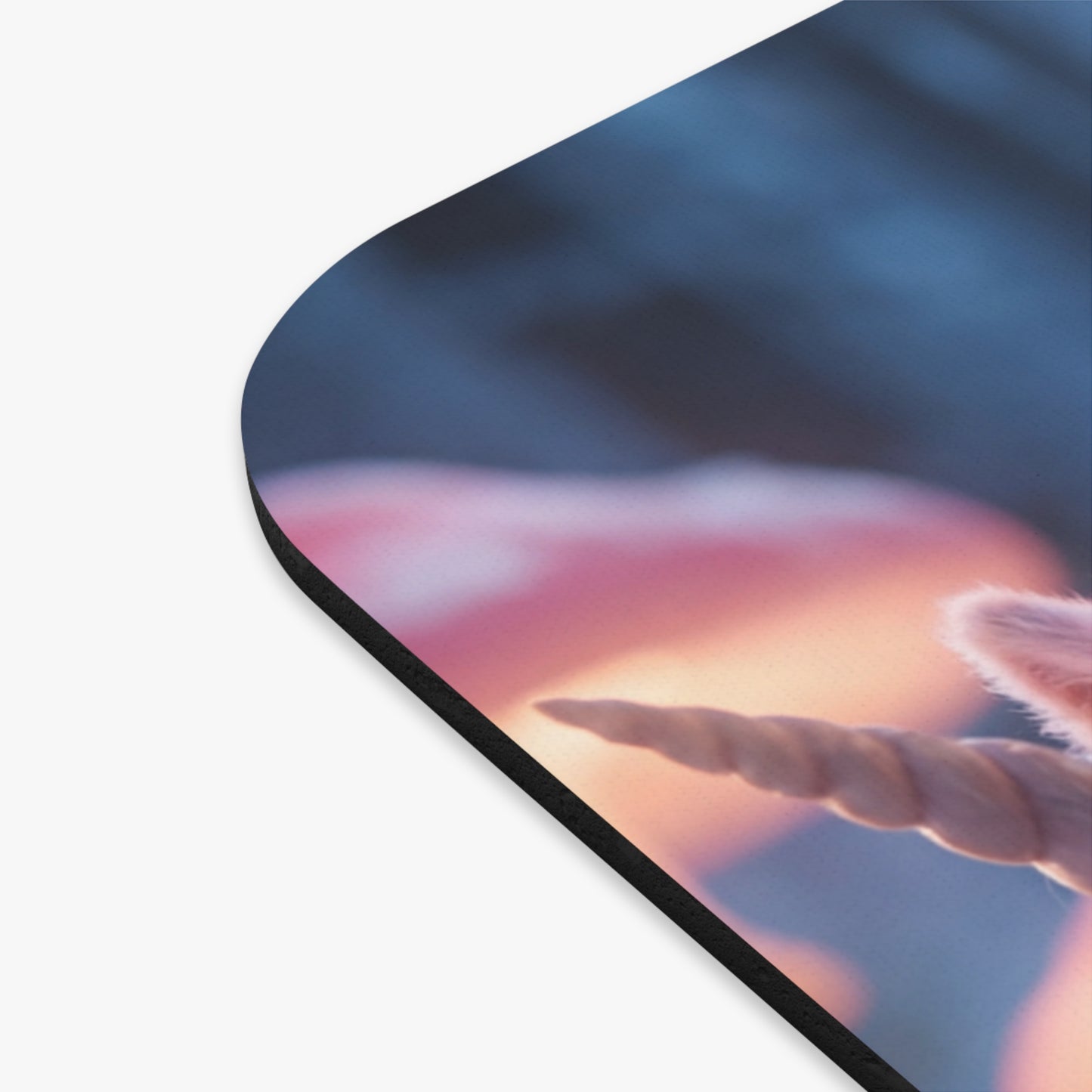 Pink Unicorn Rider Mouse Pad – Winter Forest Whimsy