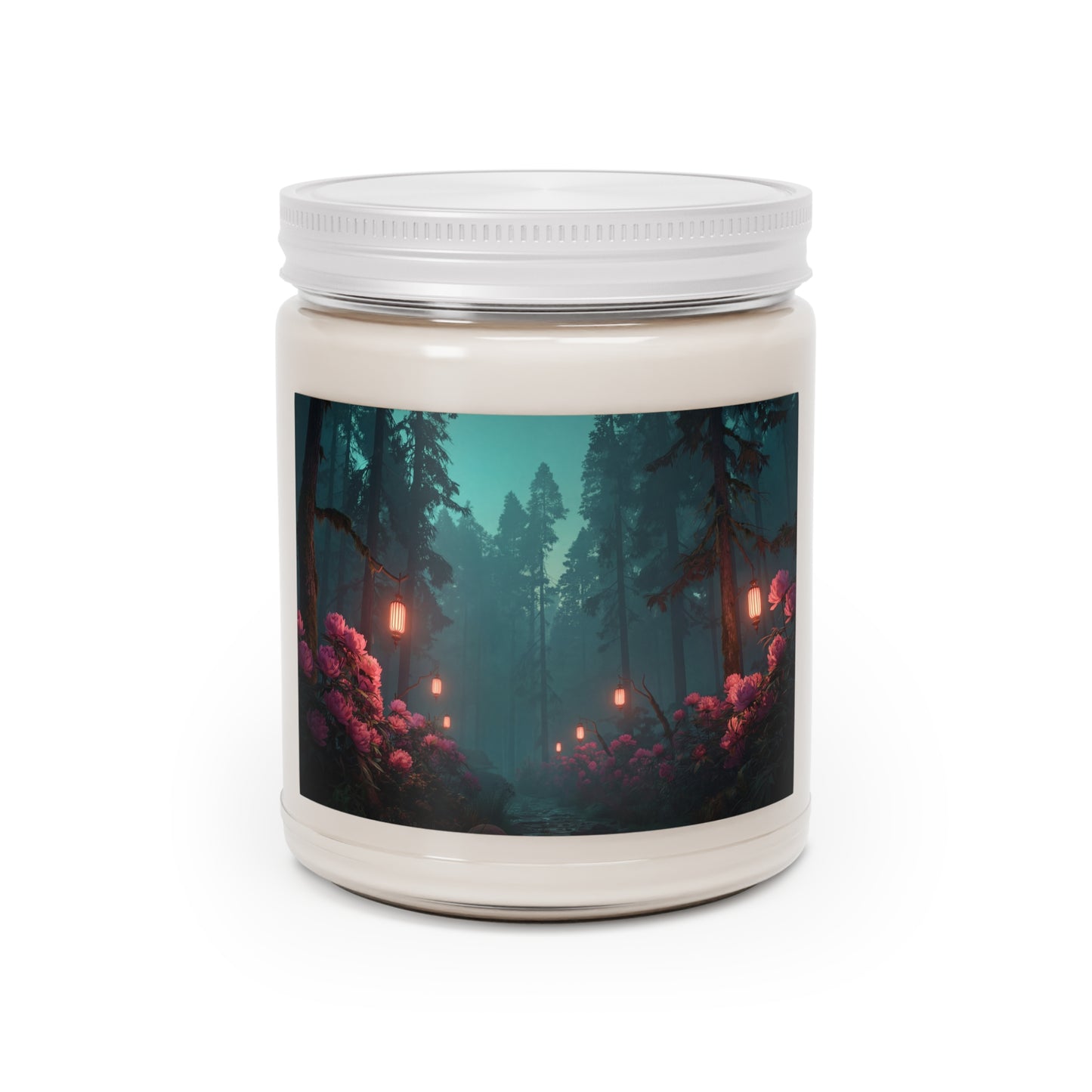 Whispering Woods Peony Path Scented Soy Candles with White Lid, 9oz – Twilight Lantern Ambrosia